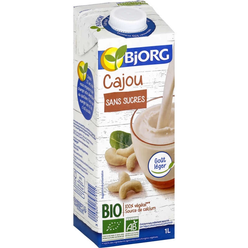 Bebida vegetal orgânica de caju, 1l, BJORG