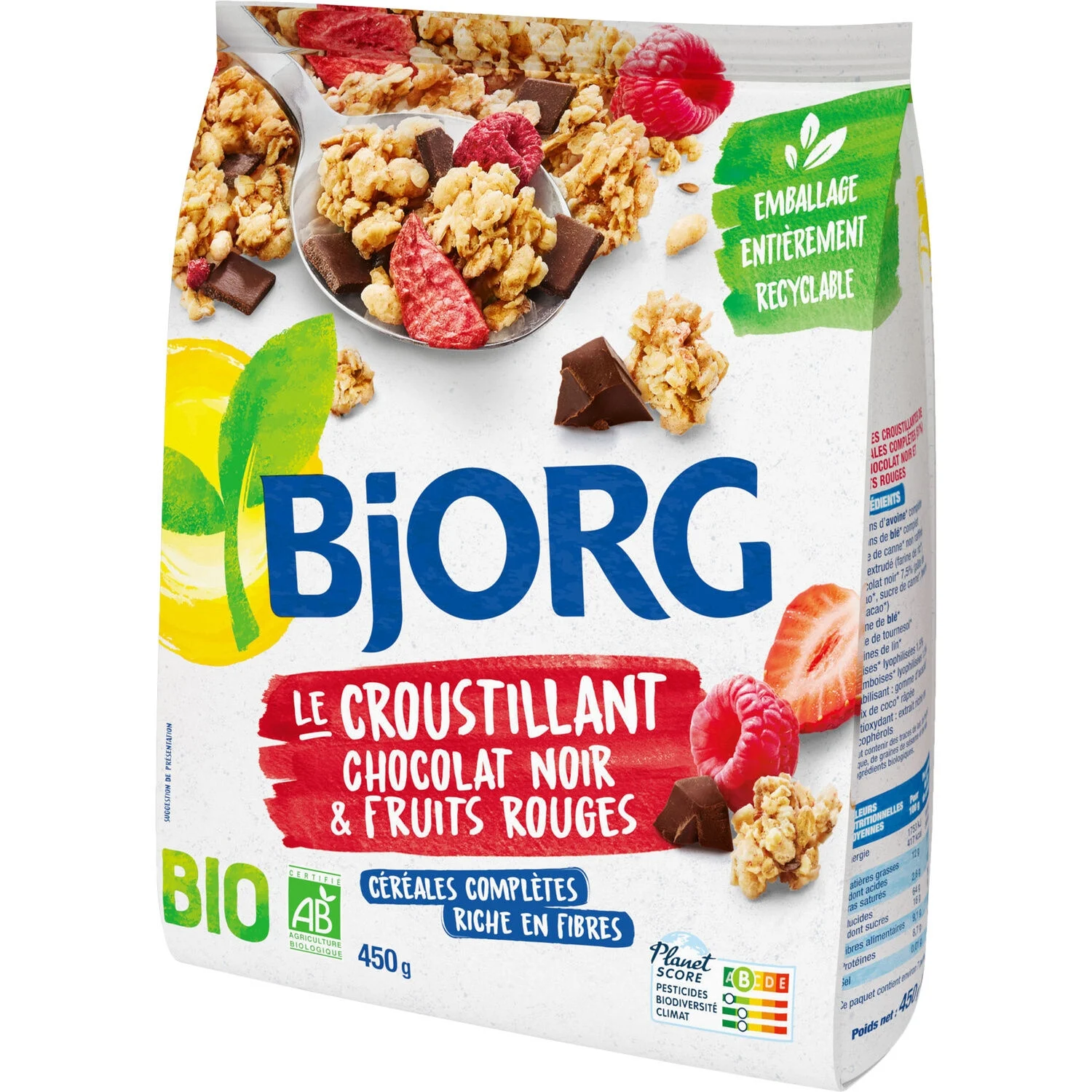 Céréales Croustillant Fruit Rouge Choco Bio 450g - Bjorg