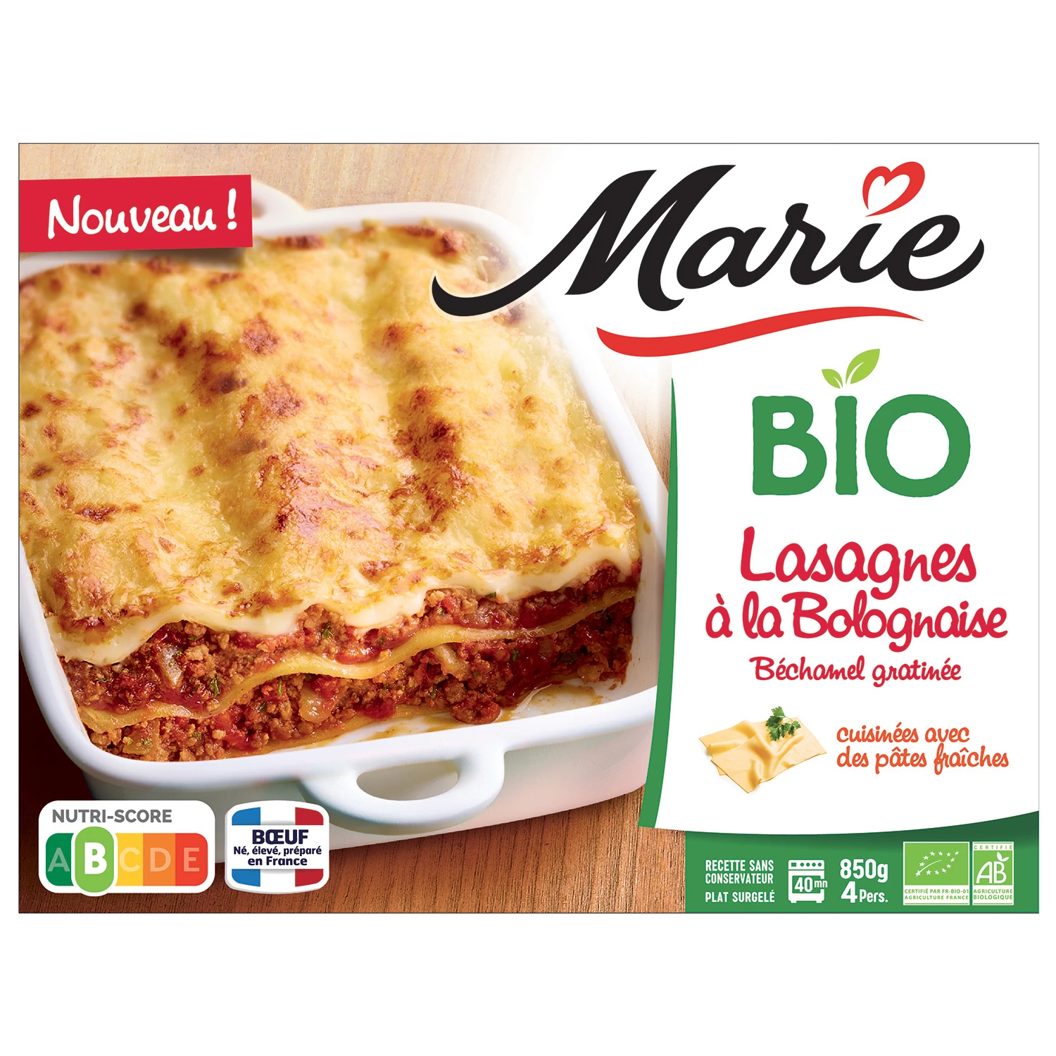 Lasagnes Bolognaises Bio 850g MARIE
