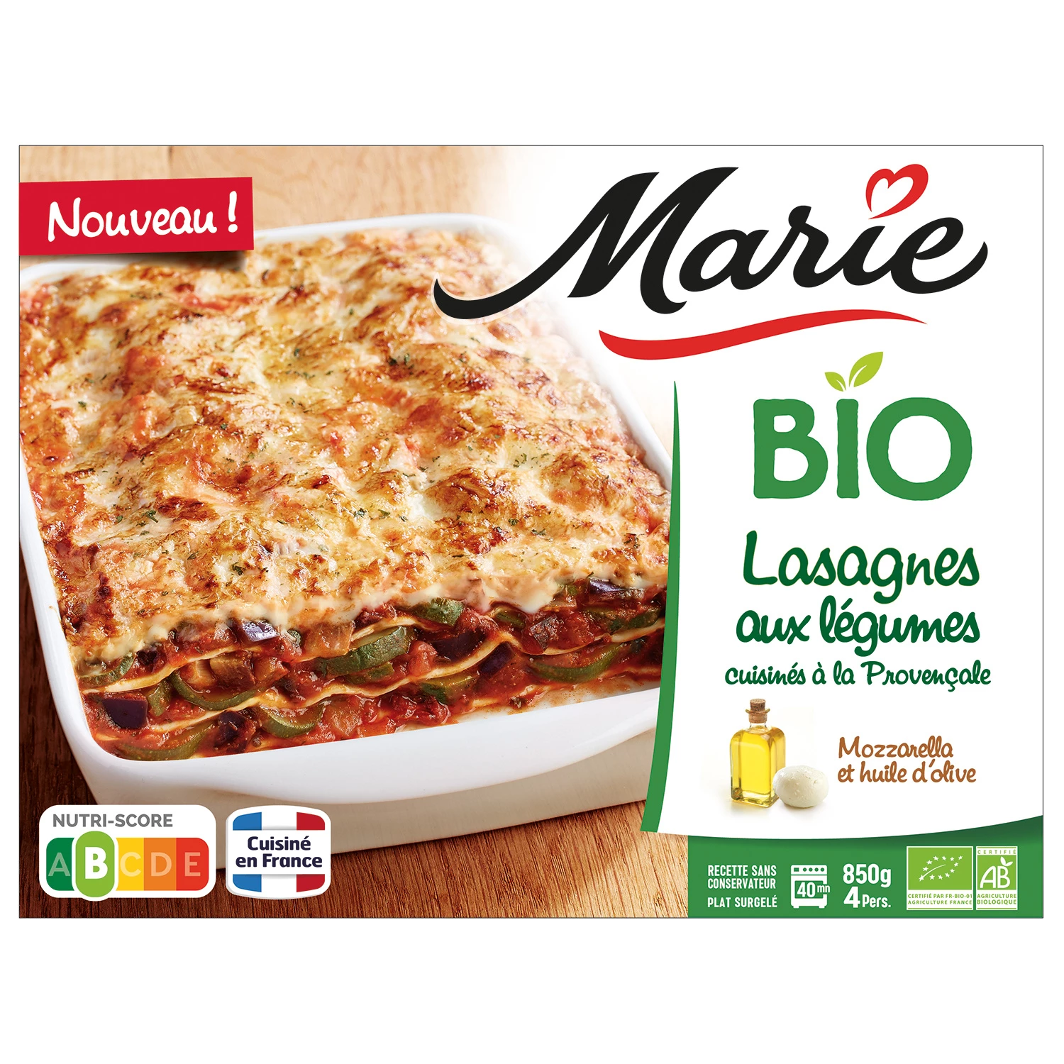 Lasagnes Légumes Bio 850g MARIE