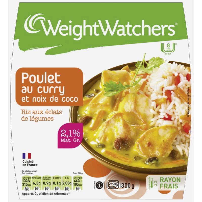 Plat cuisiné poulet curry/coco - WEIGHT WATCHERS