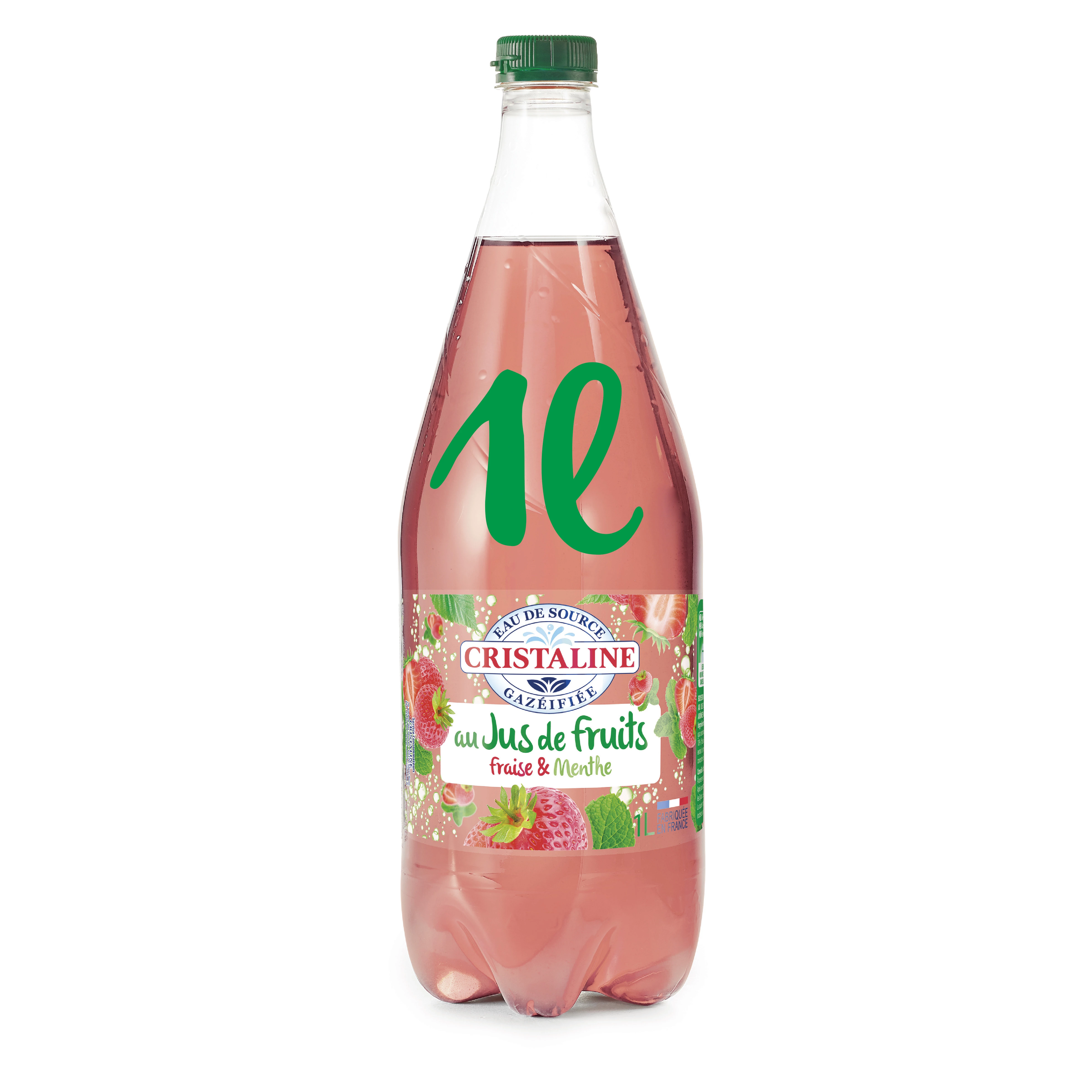 Carbonated Spring Water with Strawberry and Mint Fruit Juice, 1l - CRISTALINE