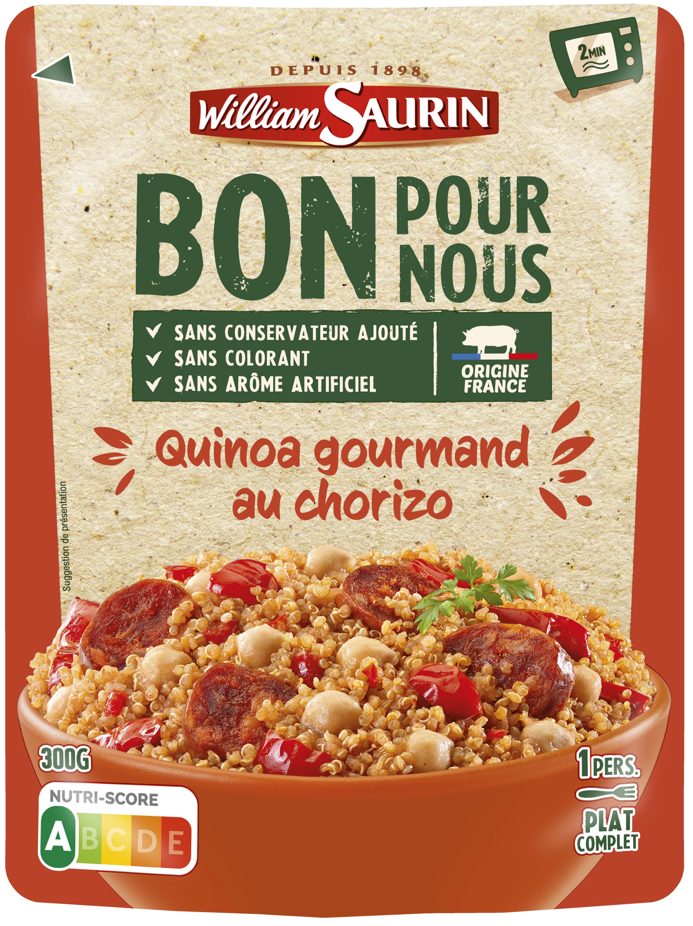 Quinoa Gourmet Cooked Dish with Chorizo, 300g - WILLIAM SAURIN