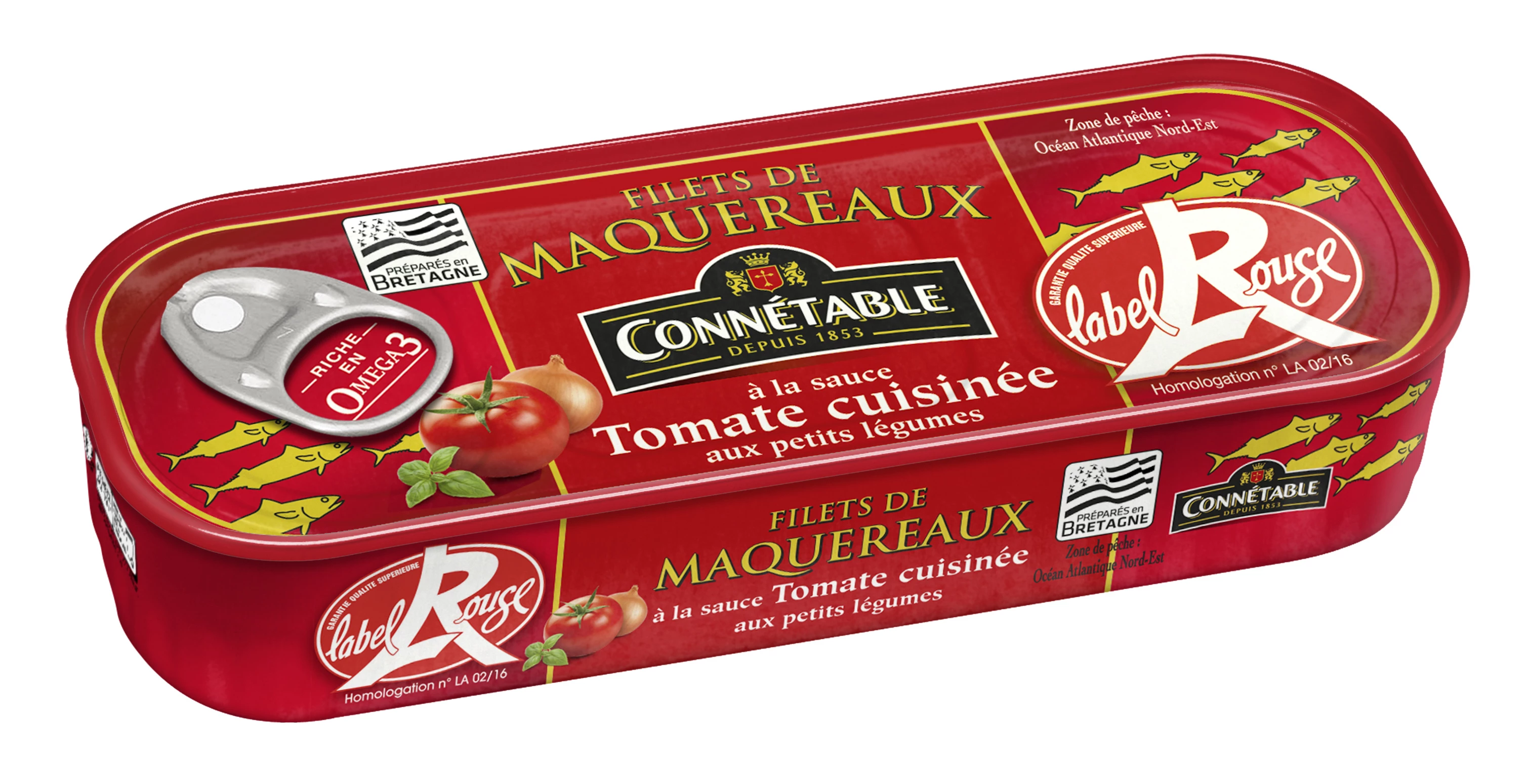 Mackerel Fillets in Tomato Sauce Cooked with Small Vegetables Label Rouge, 176g - CONNÉTABLE