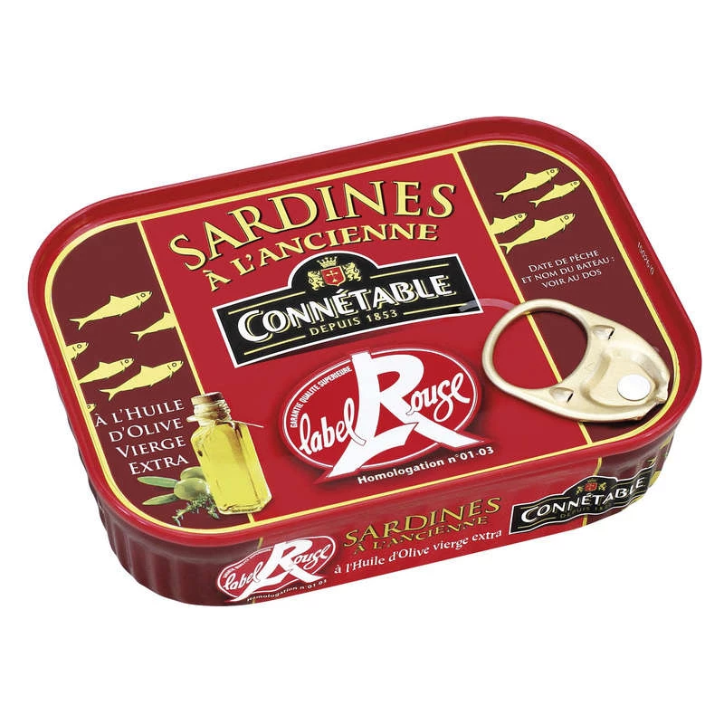 Ouderwetse Sardines in Extra Vierge Olijfolie Label Rouge, 135g - CONNÉTABLE
