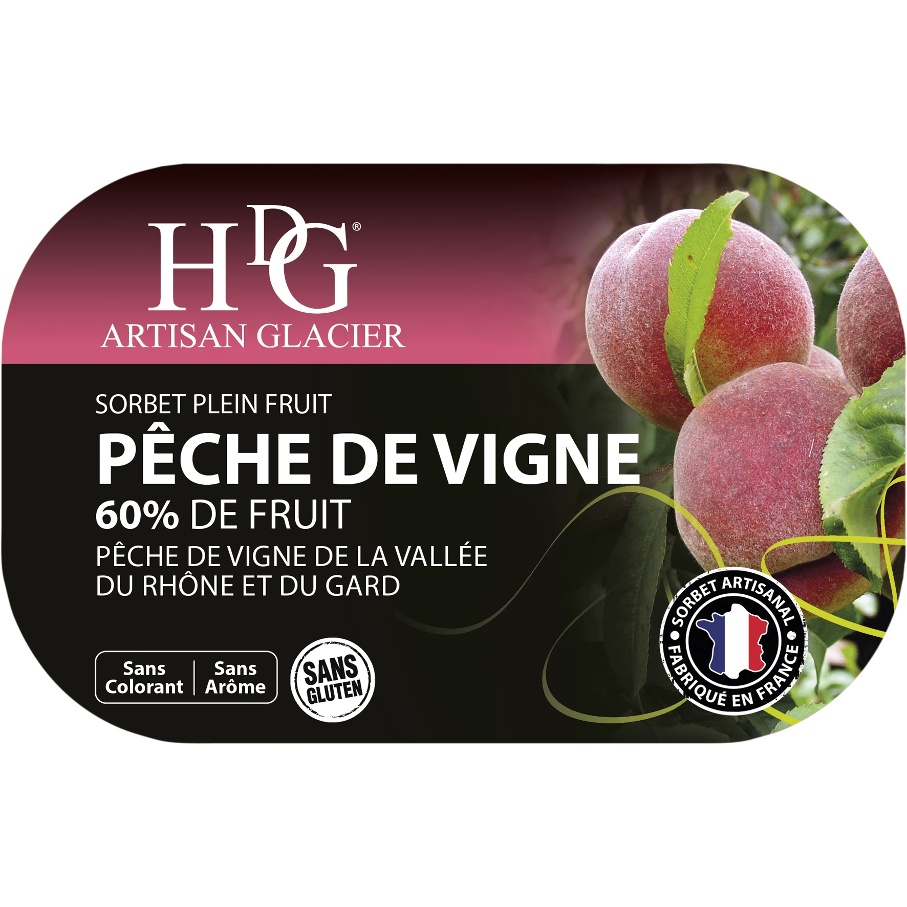 Sorbet Peche Vigne 487.5g - Histoires De Glaces