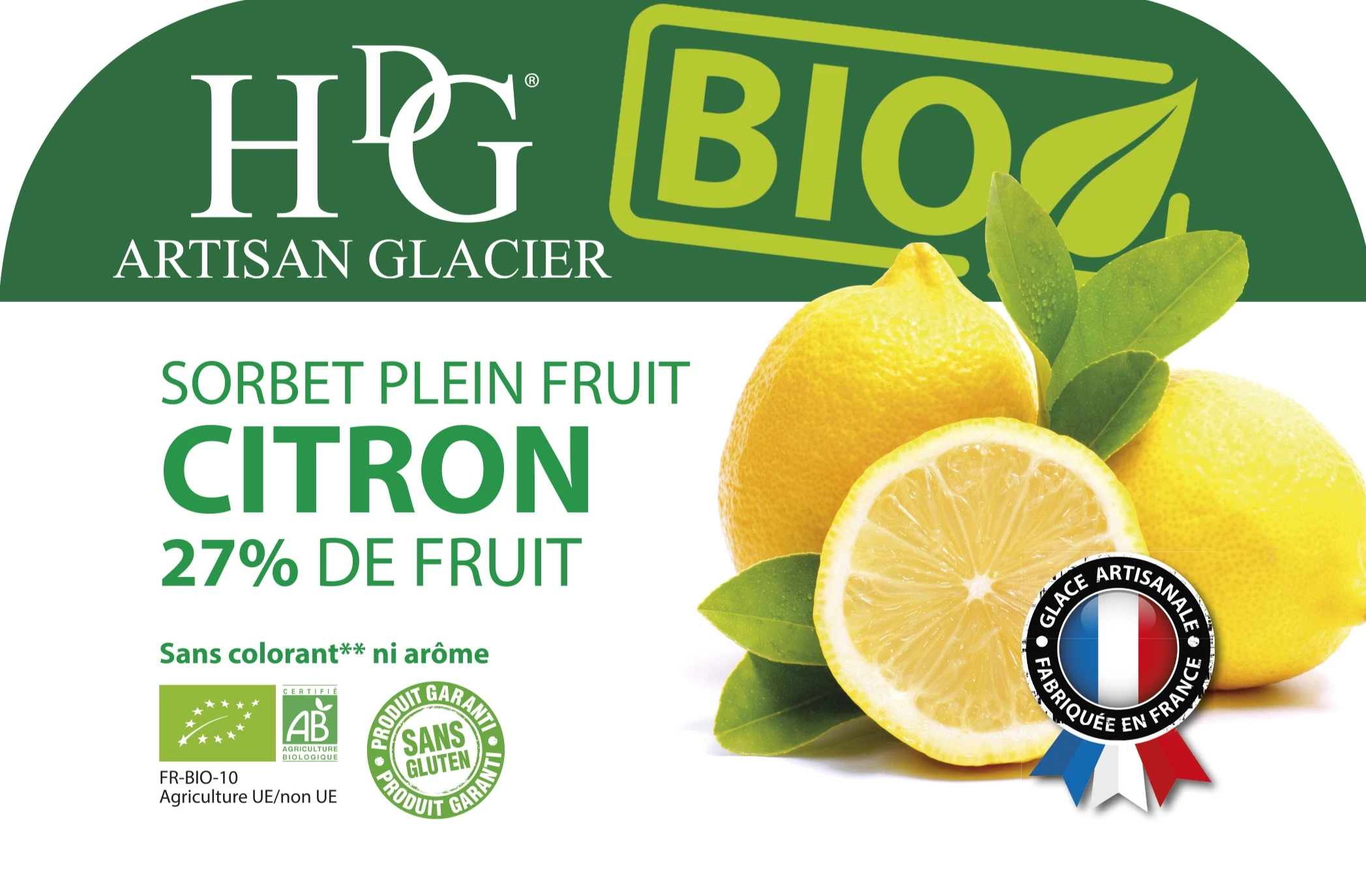 Sorbet Bio Citron 487.5g - Histoires De Glaces