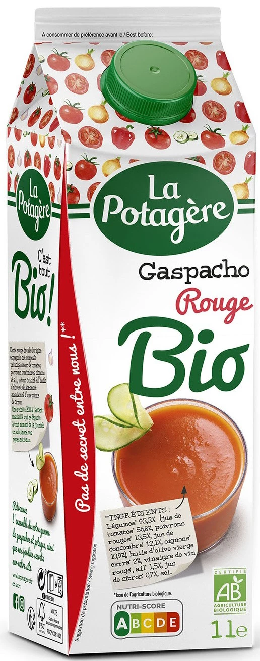 Organic Red Gazpacho 1l - LA POTAGERE