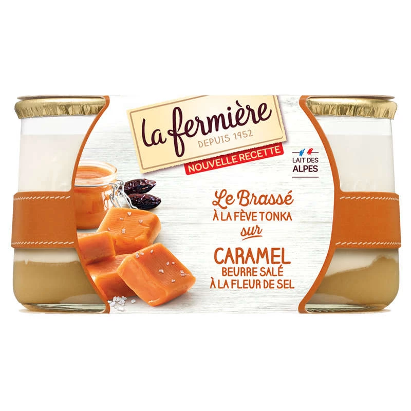 Yaourt Brassé à La Féve De Tonka Sur Lit De Caramel Au Beurre Salé 2x320g - - La FermiÈre