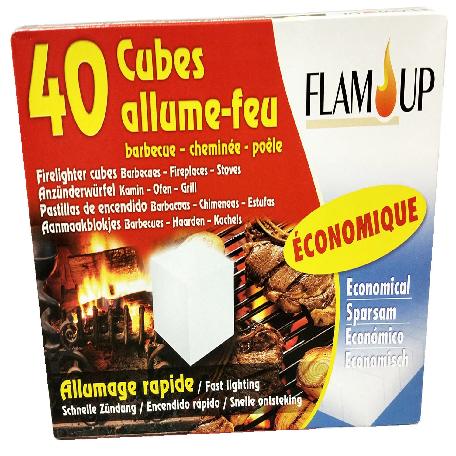 SET OF 40 Odorless Fire Starter Cubes Lighting - FLAM'UP