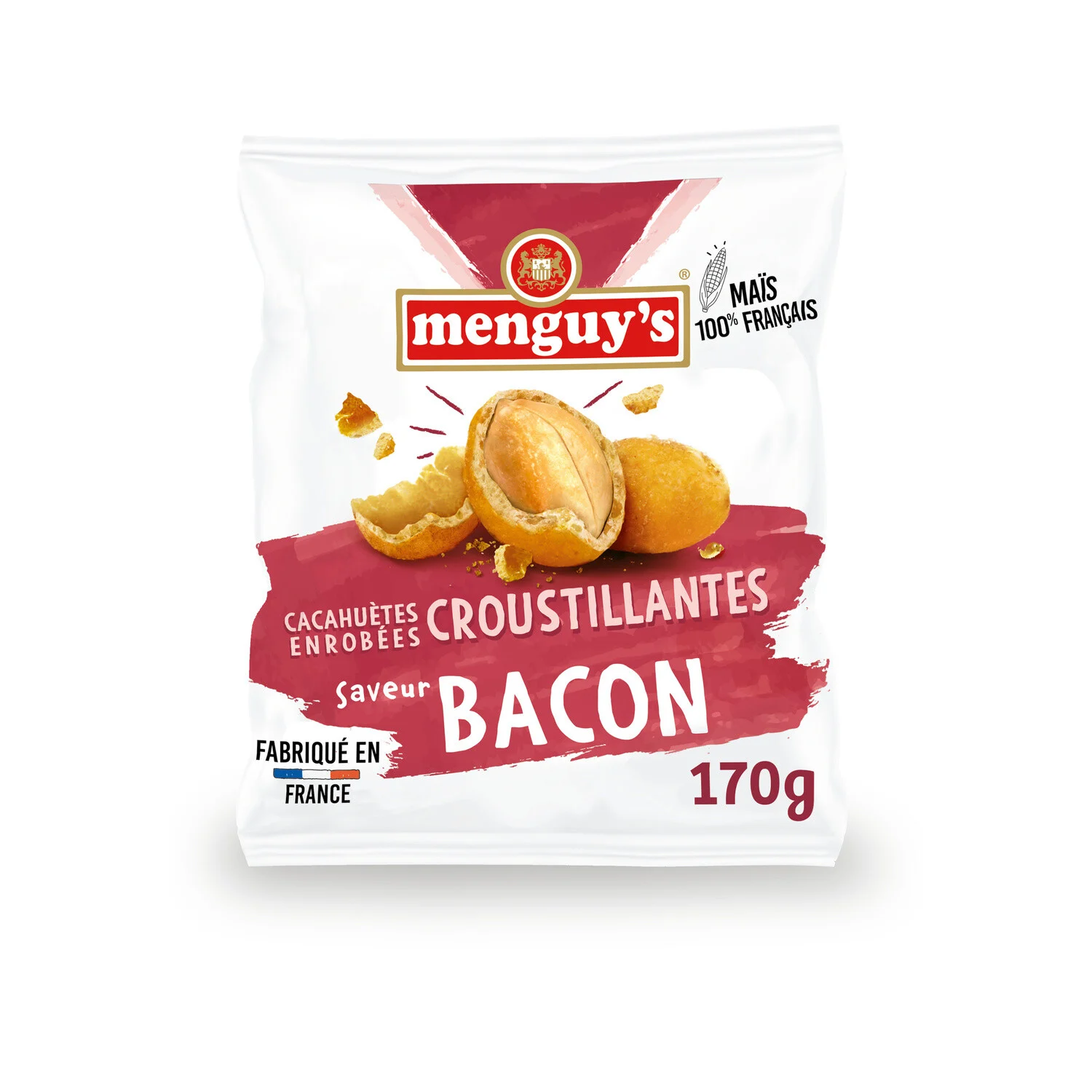 Cacahuètes Enrobées Croustillantes Bacon 170g -- Menguy's