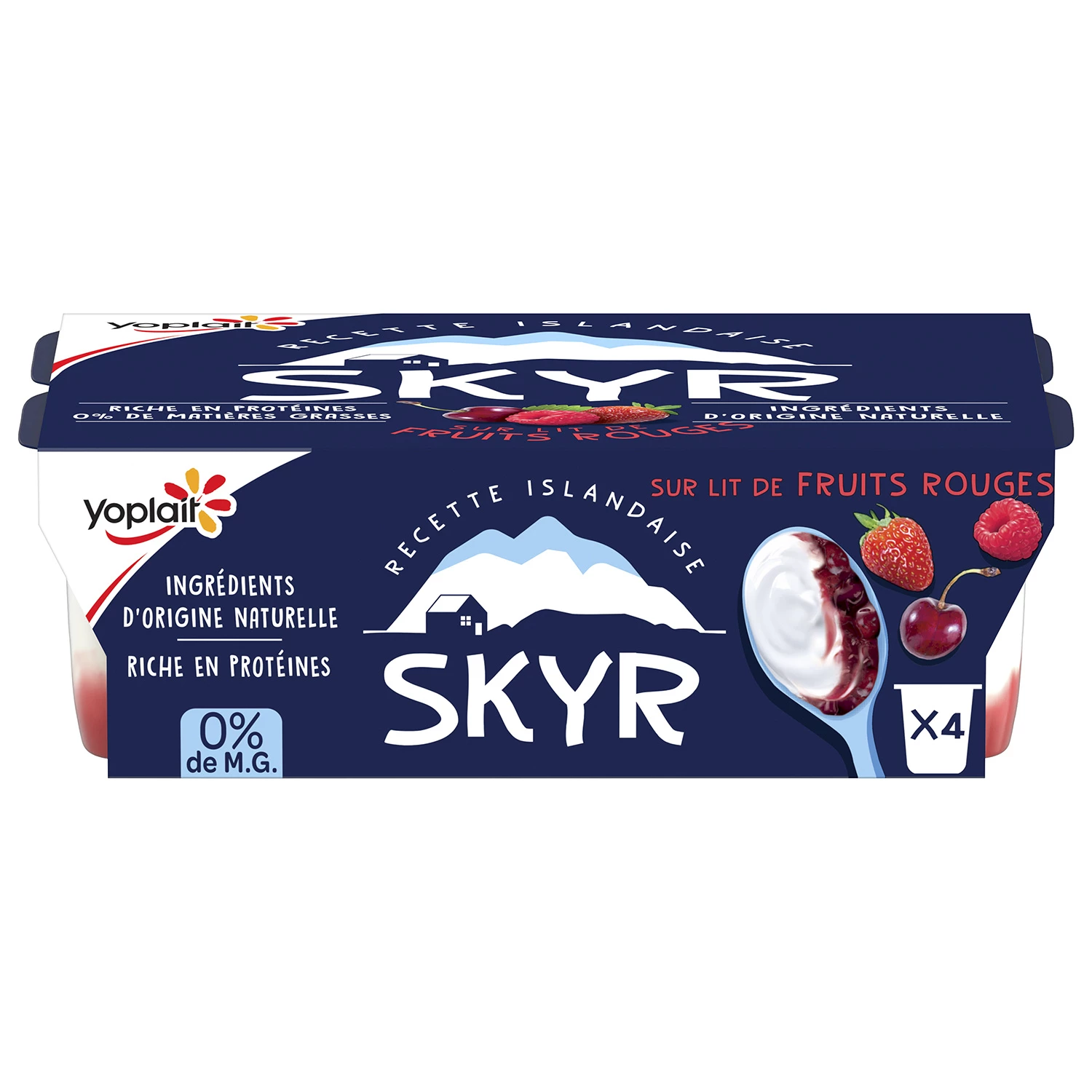 Yaourt Protéiné Sur Lit De Fruits Rouges 0% Mg Skyr 4x100g - Yoplait