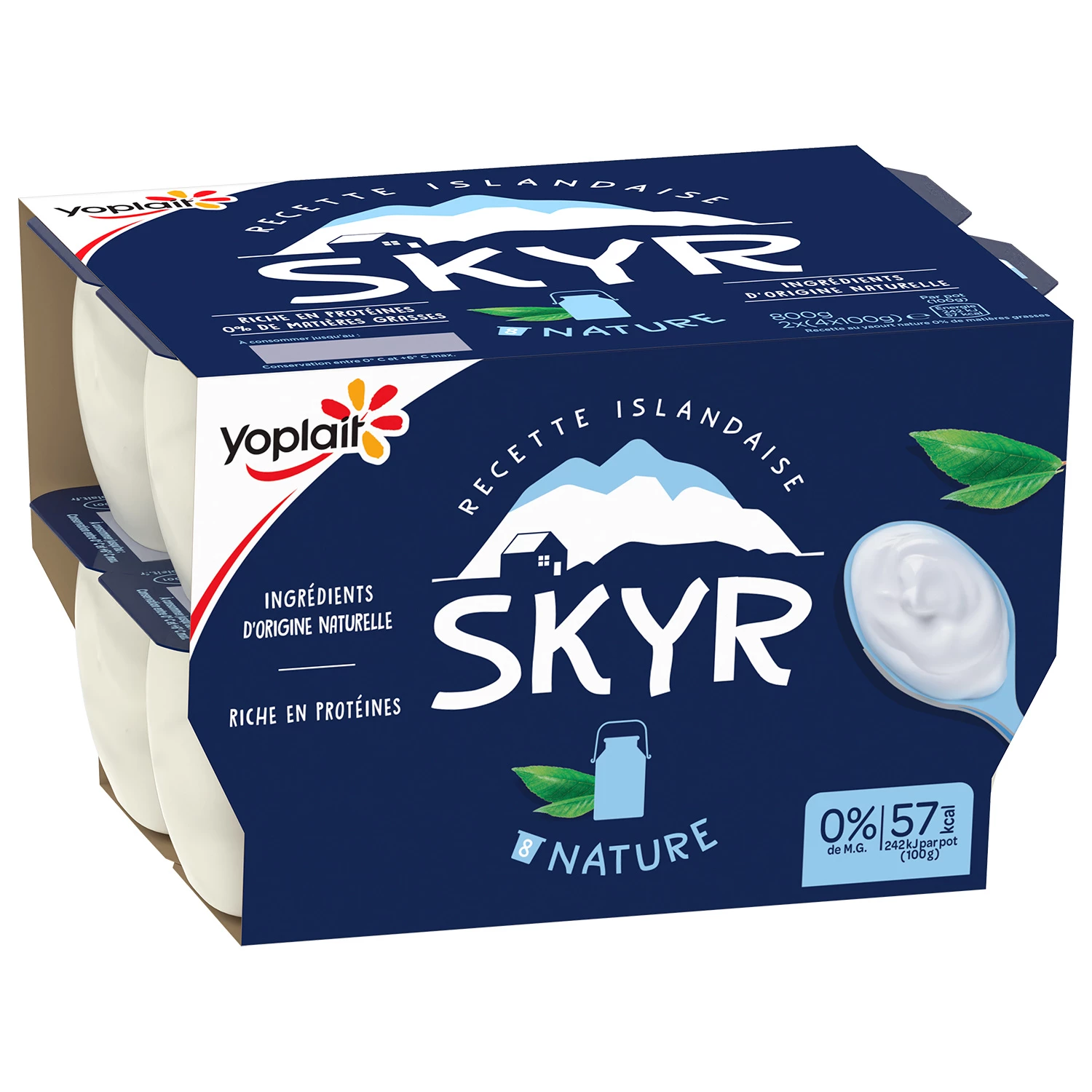 Sữa chua tự nhiên Skyr 0% 8x100G - YOPLAIT