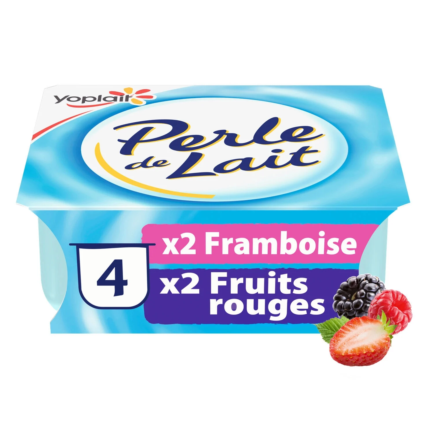 Yaourt Brassé Framboise Fruits Rouges Perle De Lait 4x125g - Yoplait