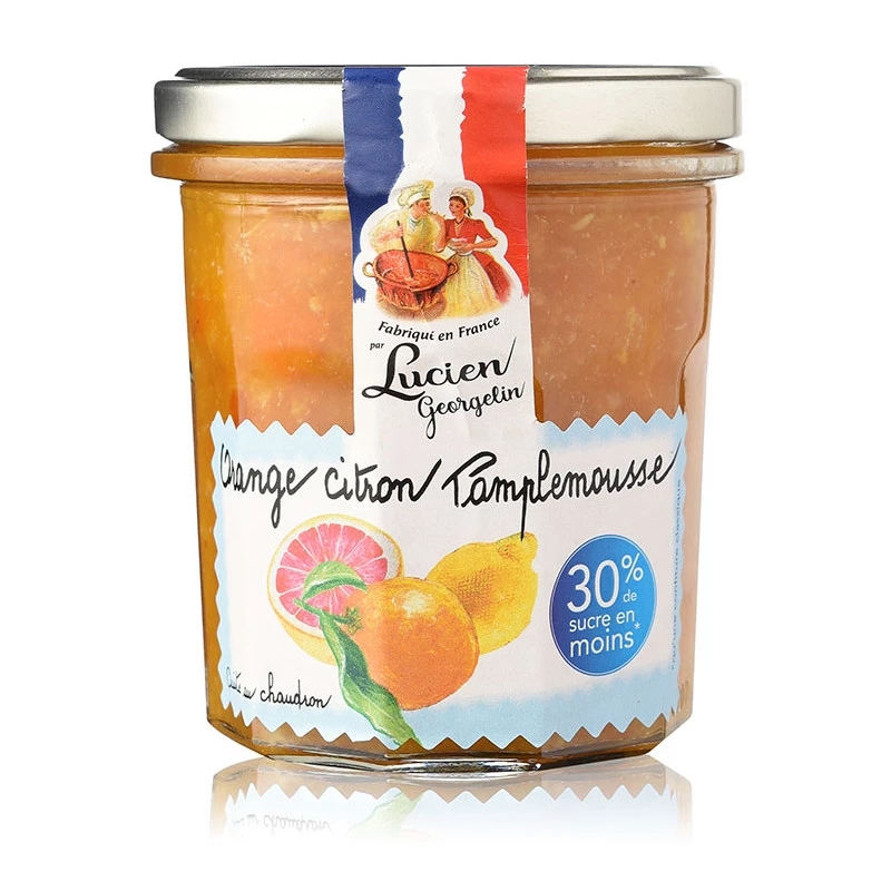 Gastronomische en licht sinaasappel-citroenjam Pampl.
Zilveren medaille op het Concours Général Agricole de Paris 2019 320g - LUCIEN GEORGELIN
