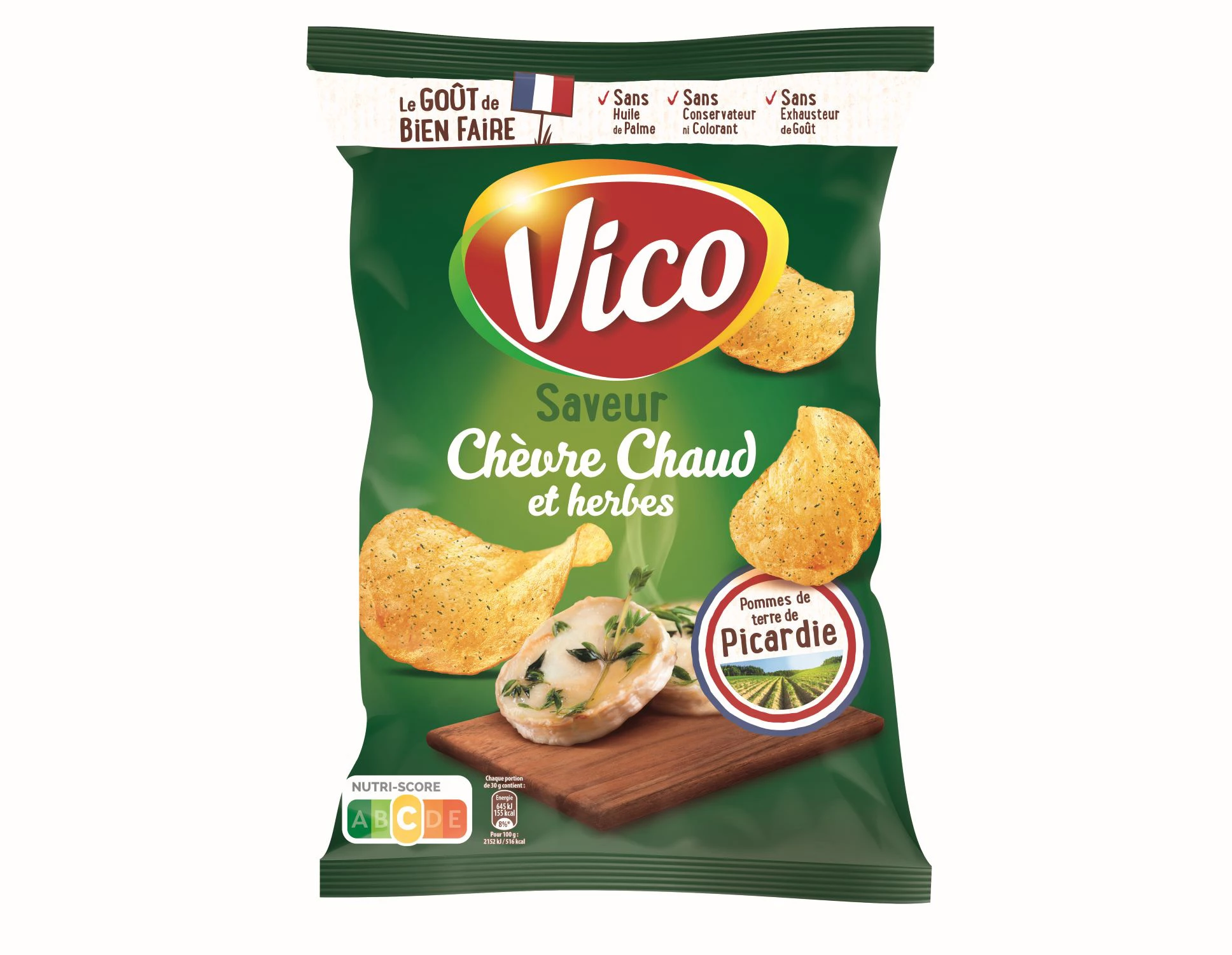 Chips chèvre chaud & herbes, 125g - VICO