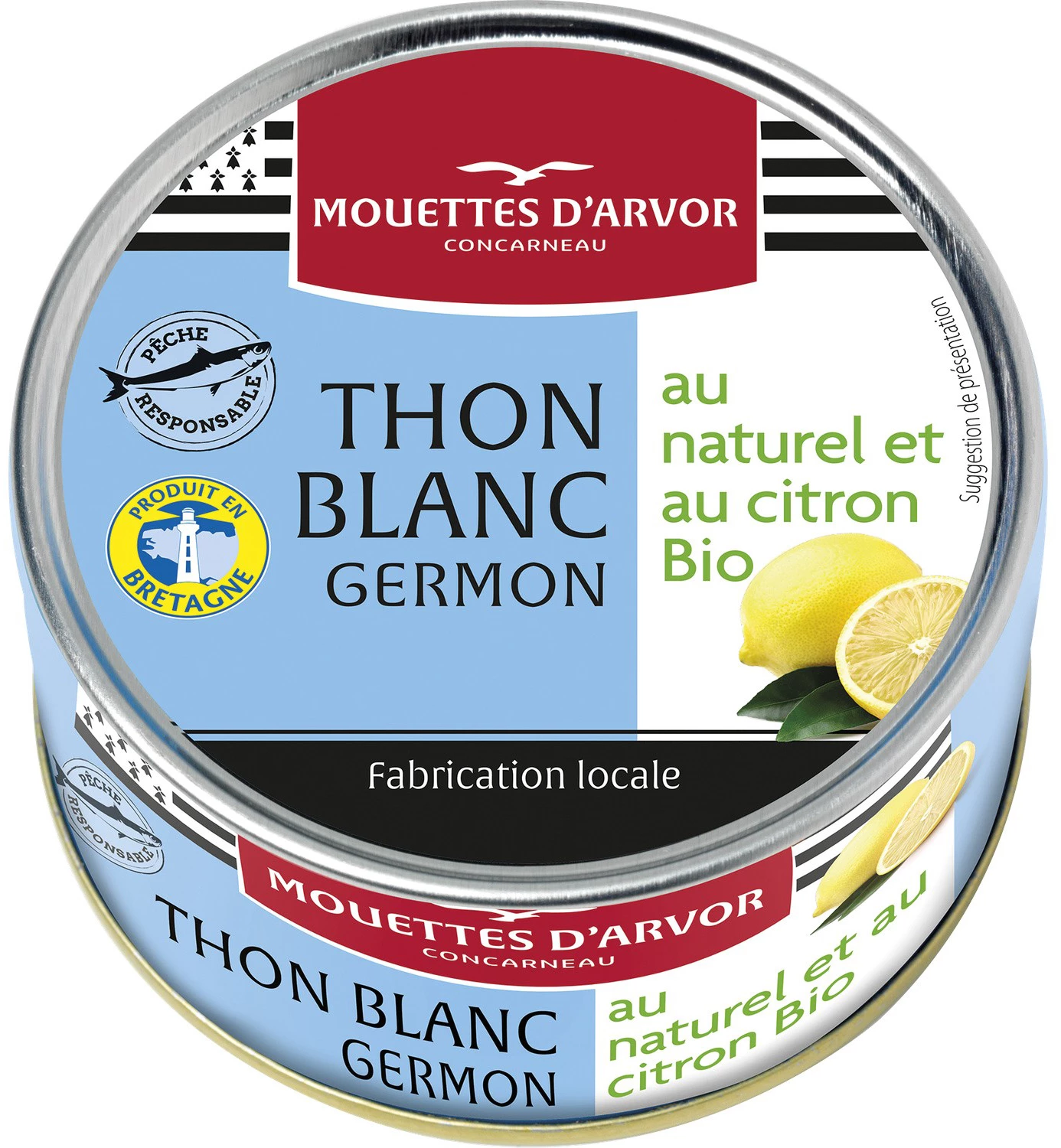 Cá ngừ trắng tự nhiên với chanh Organic 160g - LES MOUETTES D'ARMOR