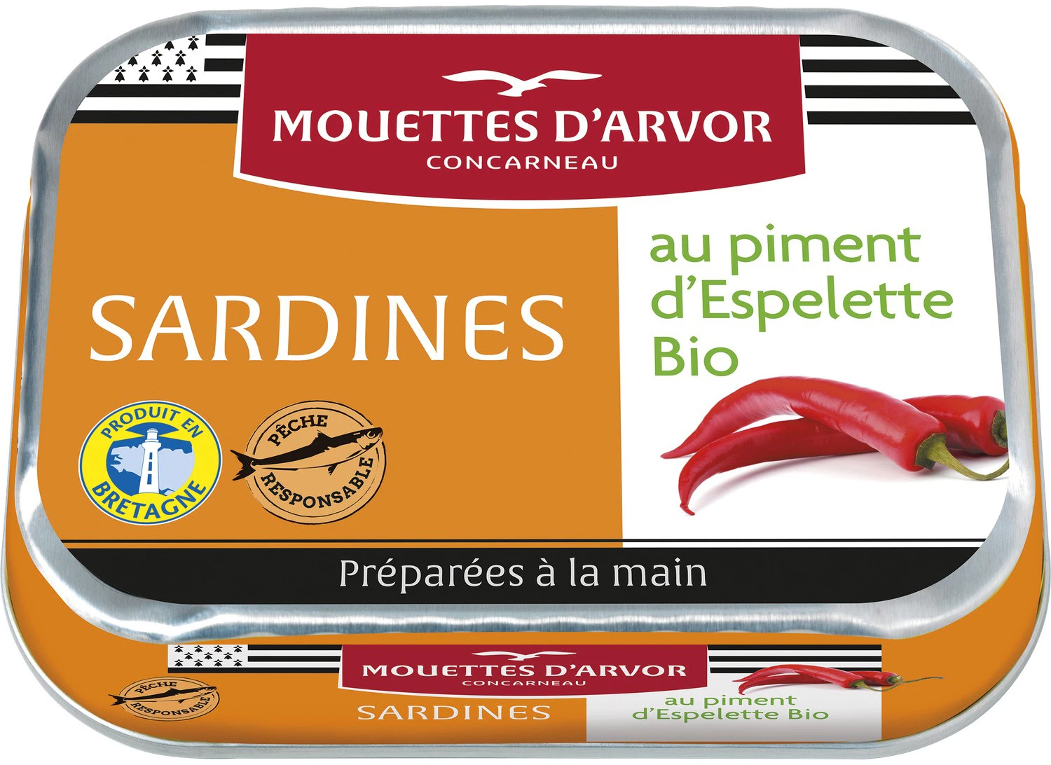Sardines au Piment Espelette Bio 115g - LES MOUETTES D'ARMOR