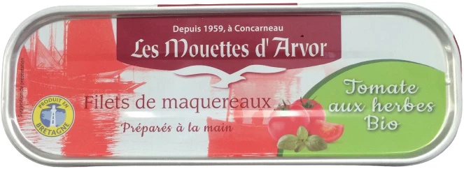 Filets de Maquereaux Tomate aux Herbes Bio 169g - LES MOUETTES D'ARMOR