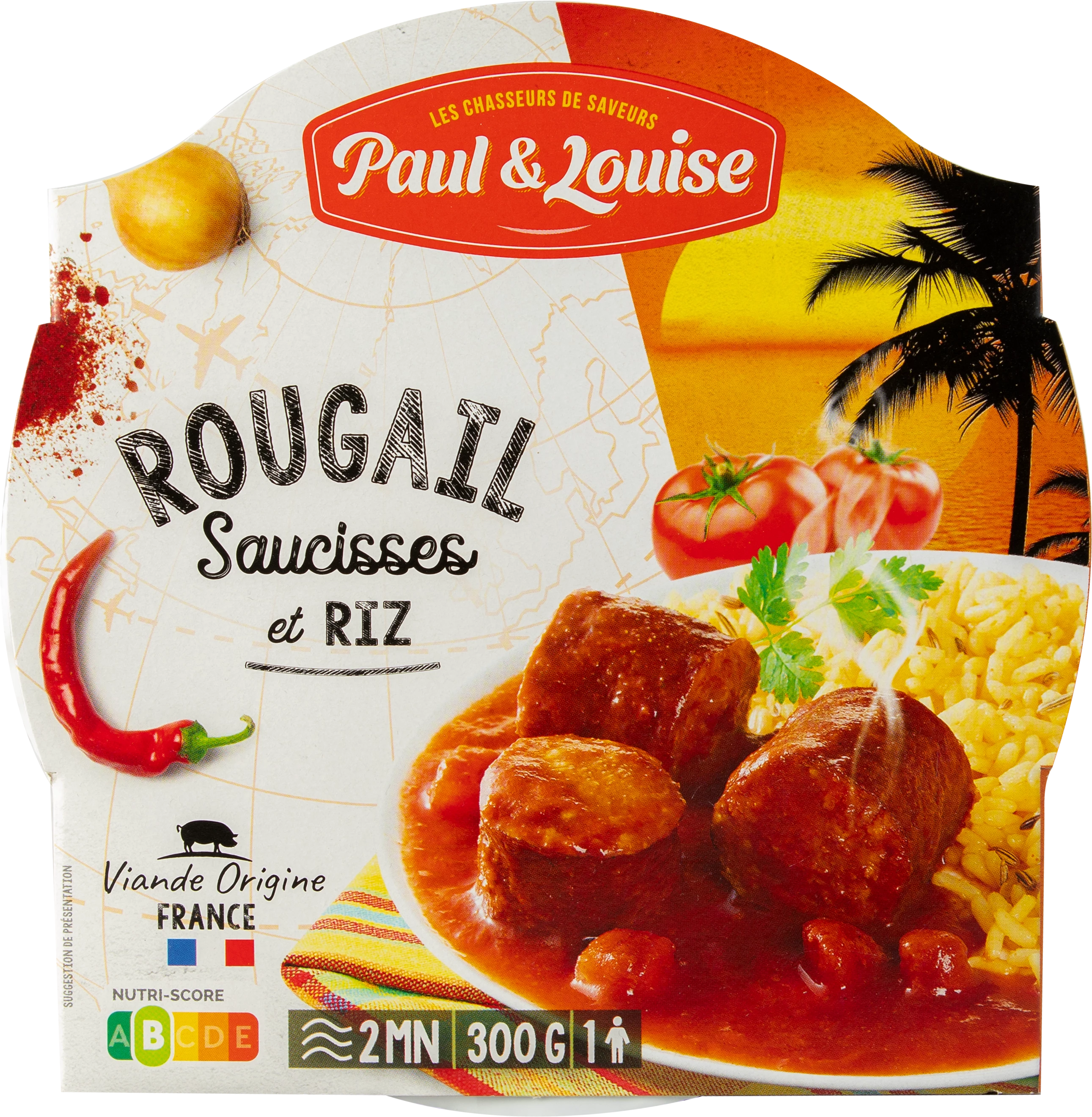 Rougail Sausages and Rice, 300g - PAUL & LOUISE