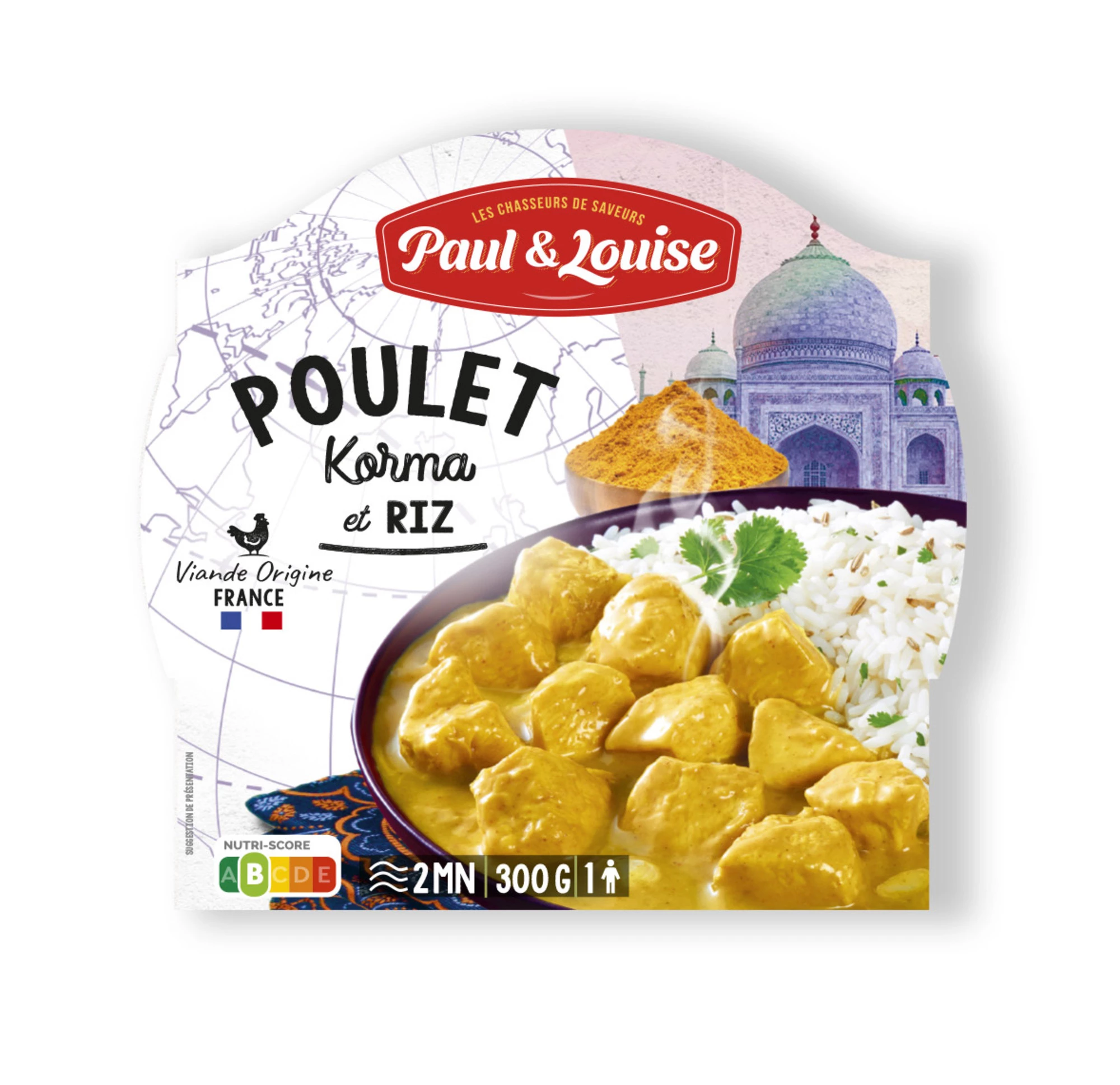 Chicken Korma and Rice, 300g - PAUL & LOUISE