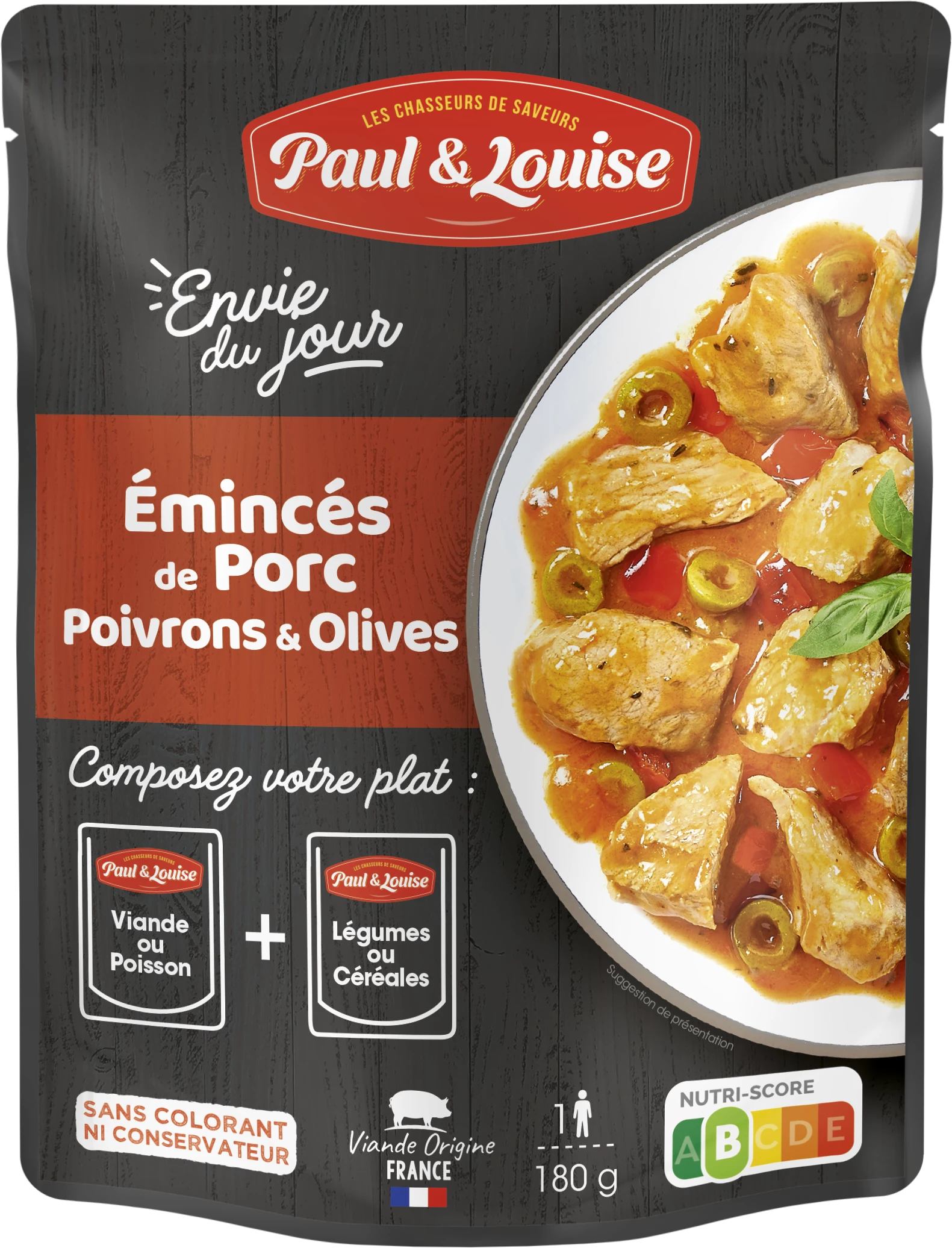 Emince de Porc Poivron Olive, 180g -  PAUL & LOUISE