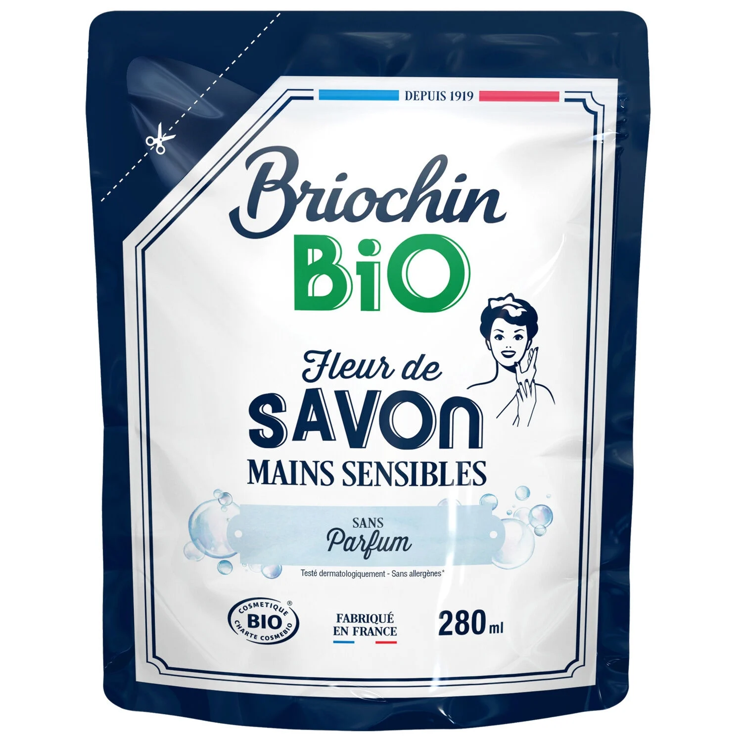 Savon Liquide Mains Sensibles Sans Parfum Bio 280ml - Briochin
