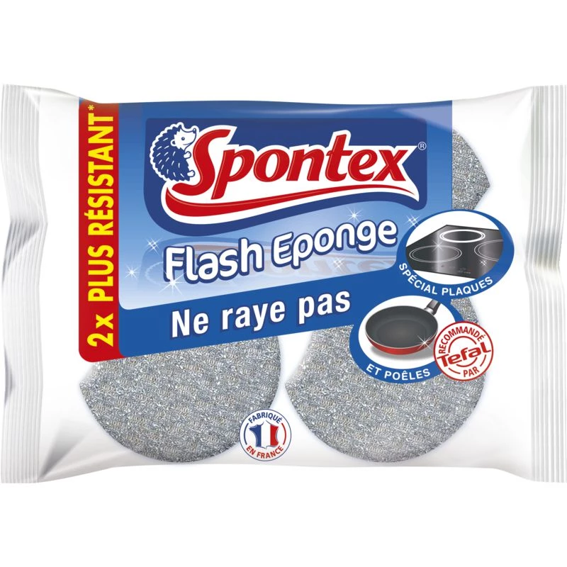 Flash non-scratch sponge x2 - SPONTEX