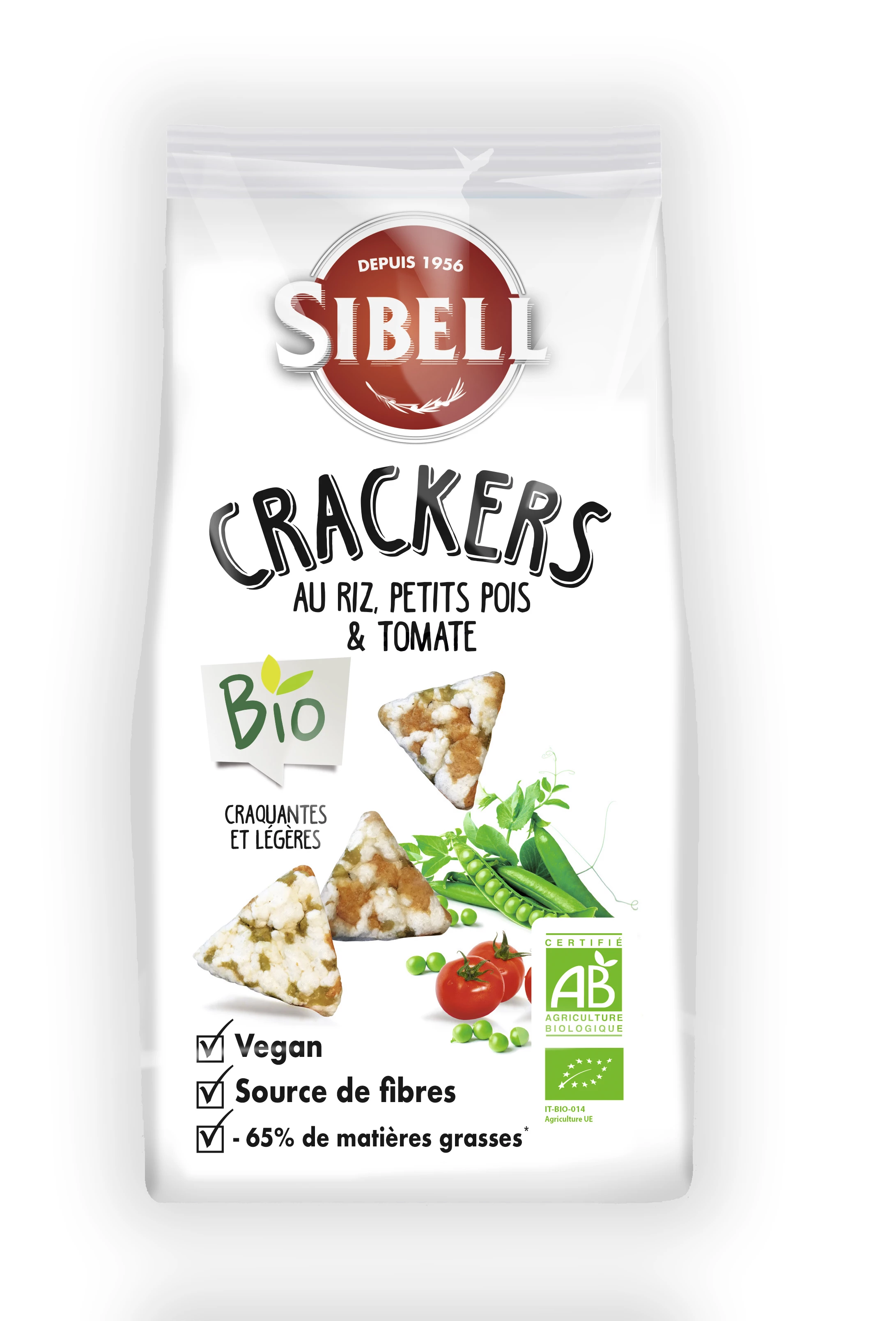 Crackers Riz Petits Pois Tomate Bio - SIBEL