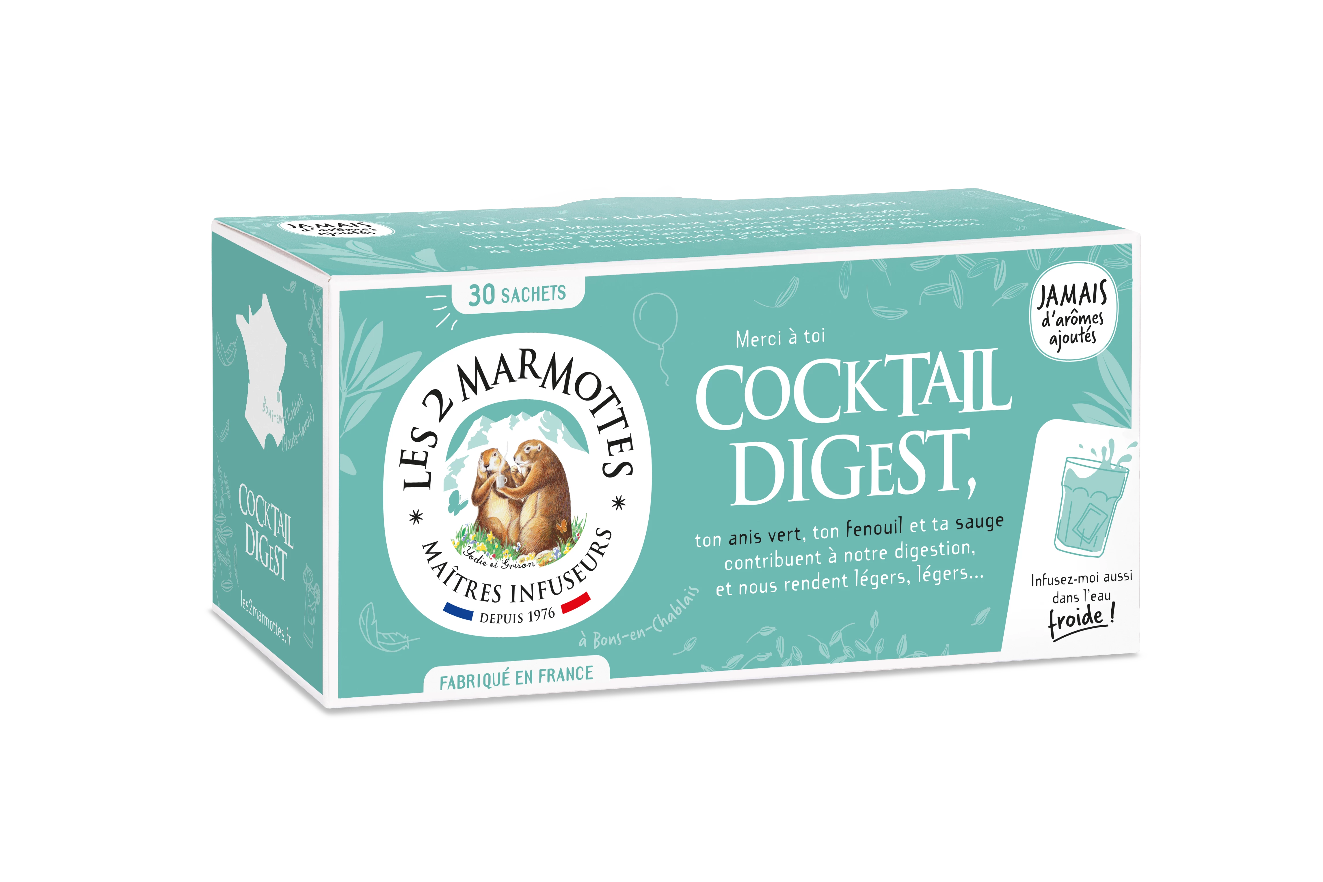 Infusione Cocktail Digestion, 30 buste, 55g - LES 2 MARMOTTES