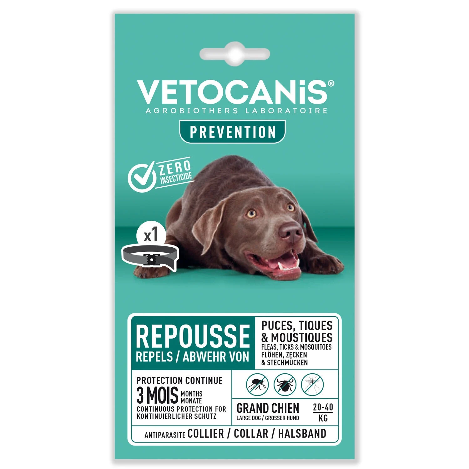 Collier Insectifuge Antiparasite Pour Chien Grand Adulte - Vetocanis