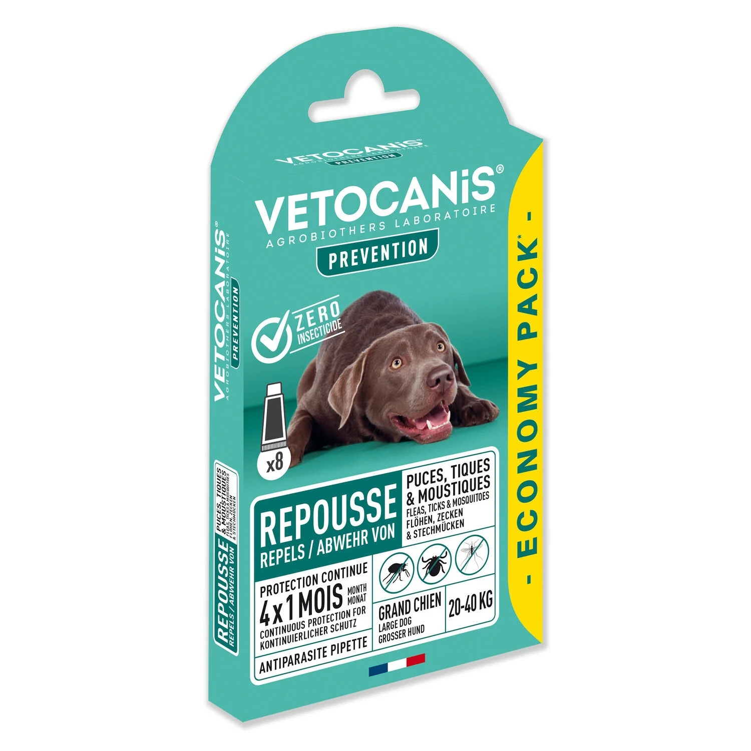 8x3ml antiparasitäre Pipette für große ausgewachsene Hunde - Vetocanis
