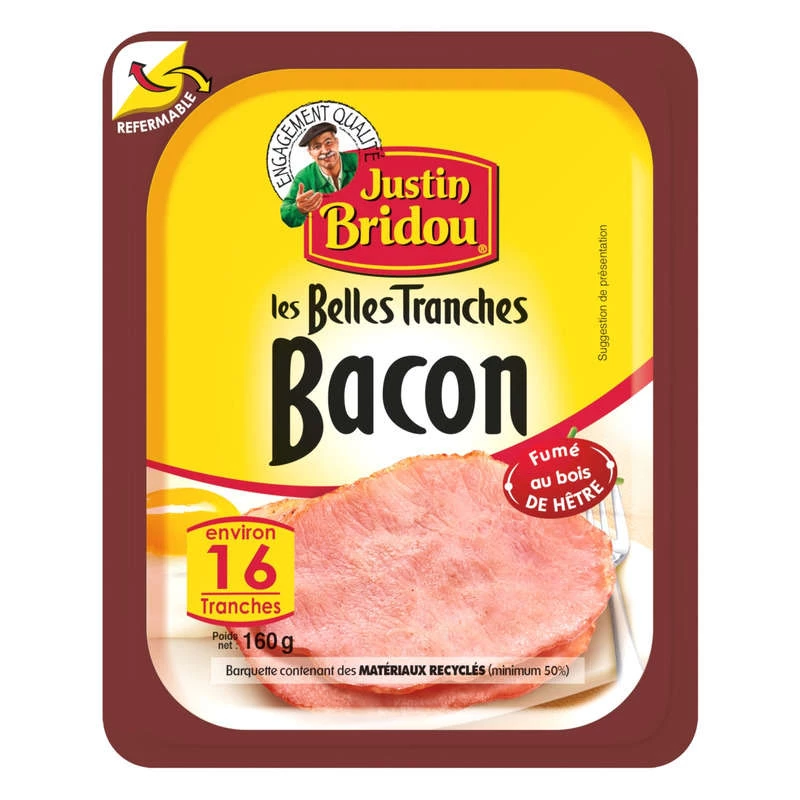 Bacon en Tranches, 160g - JUSTIN BRIDOU