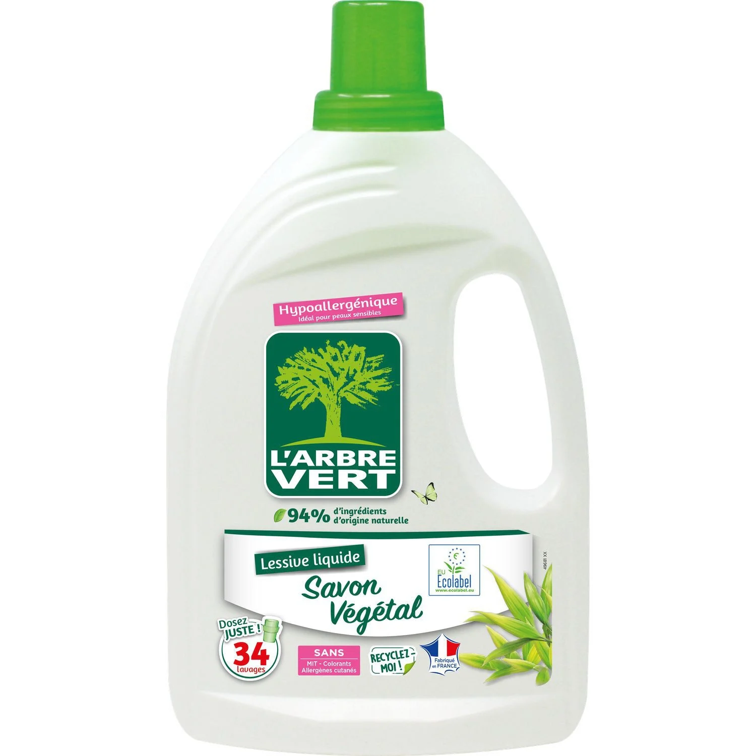 Lessive Liquide Hypoallergénique Au Savon Végétal 1,5l - L'arbre Vert