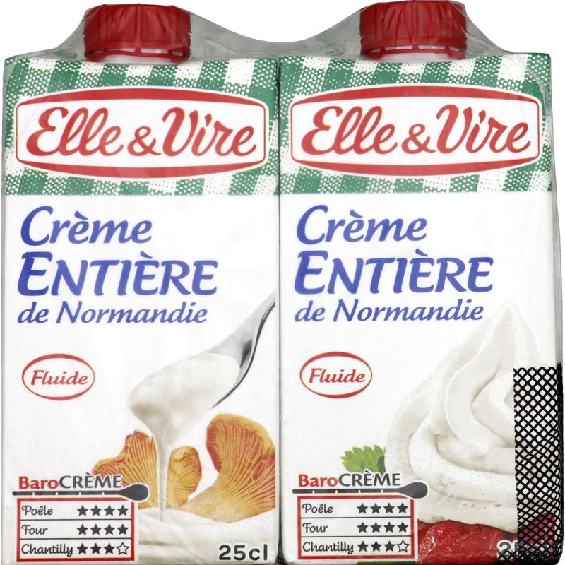Crème entière fluide de Normandie 35% 2x25cl - ELLE & VIRE