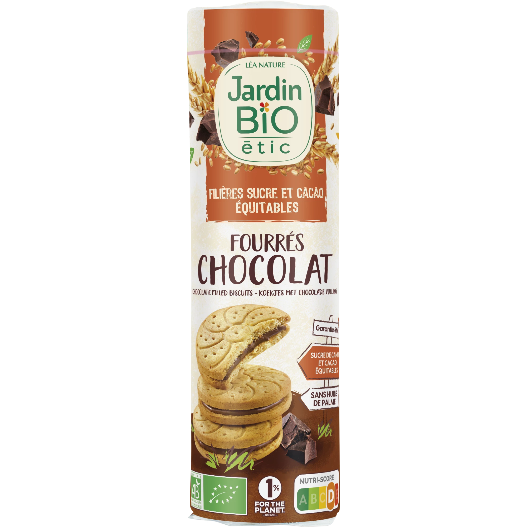 Biscoitos recheados com chocolate, 300g, JARDIN Bio ETIC