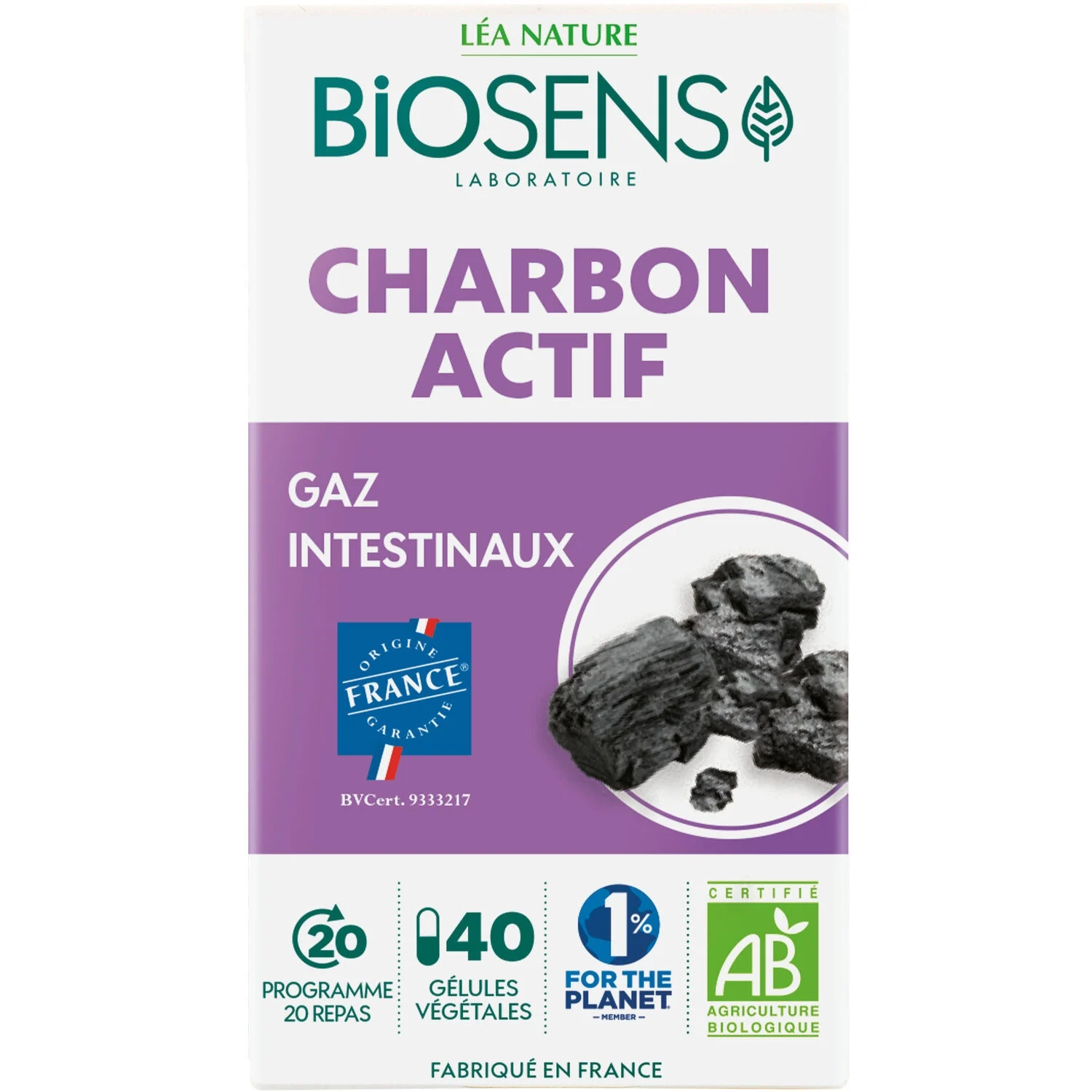 Complément Alimentaire Charbon Actif Bio Pour Gaz Intestinaux - Biosens