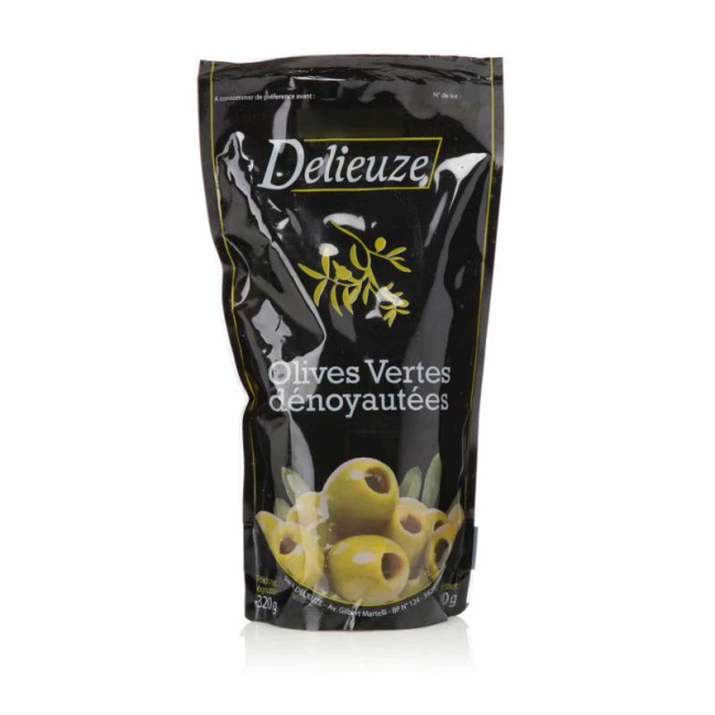 Pitted Green Olives, 180g - DELIEUZE