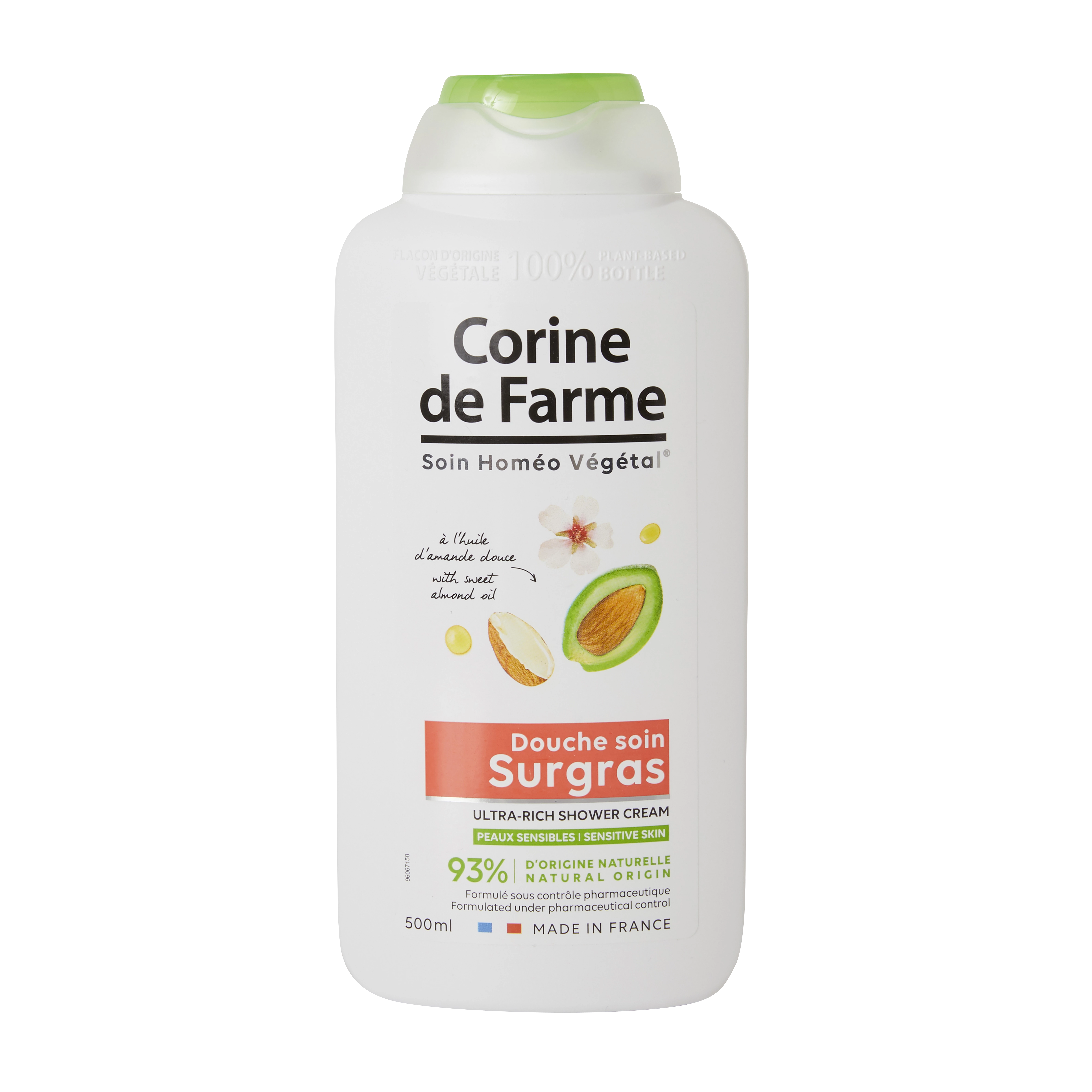 Almond oil superfatted shower gel 500ml - CORINE DE FARME