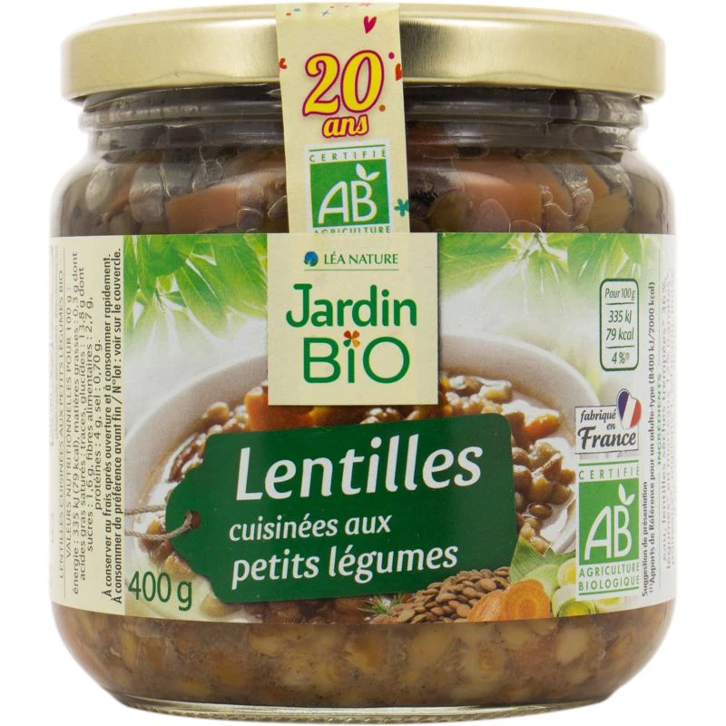 Lentilles aux légumes BIO 400g - JARDIN BIO