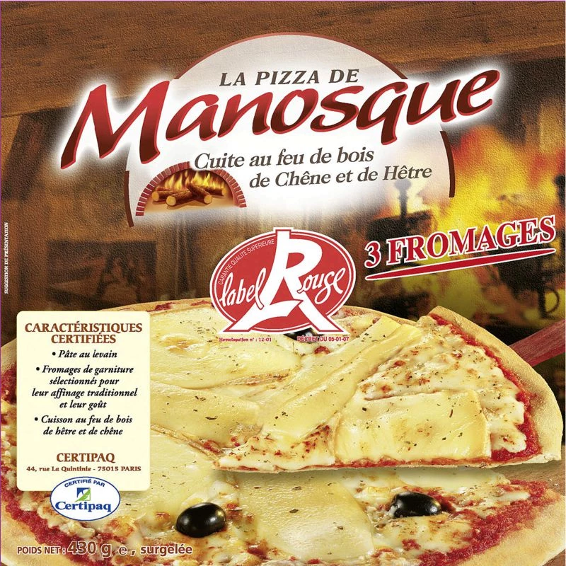 Pizza met 3 kazen 430 g - MANOSQUE