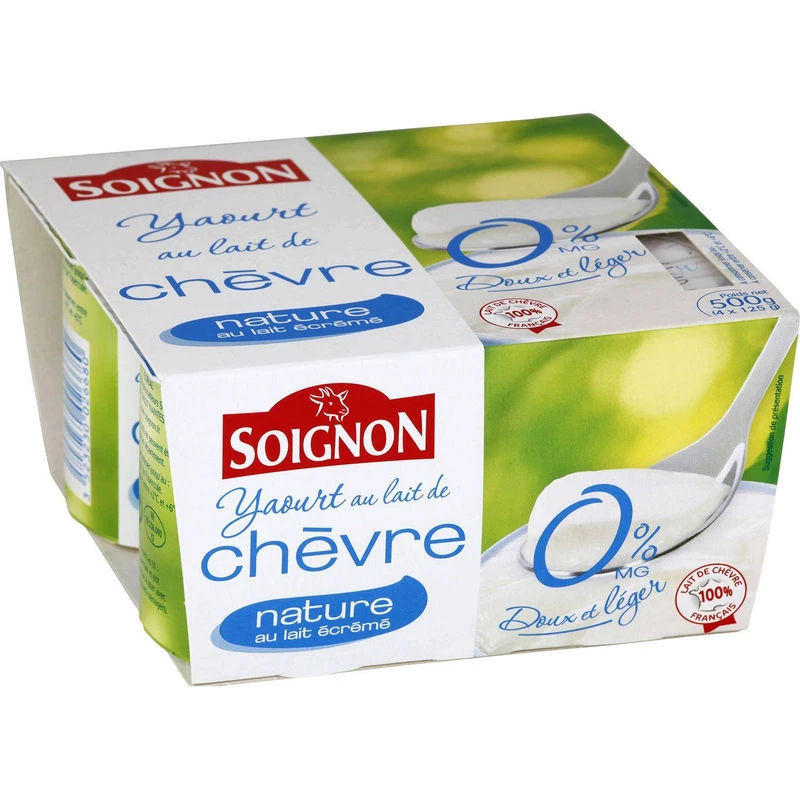 Yaourt Chevre Nature 0% 4x125g - Soignon