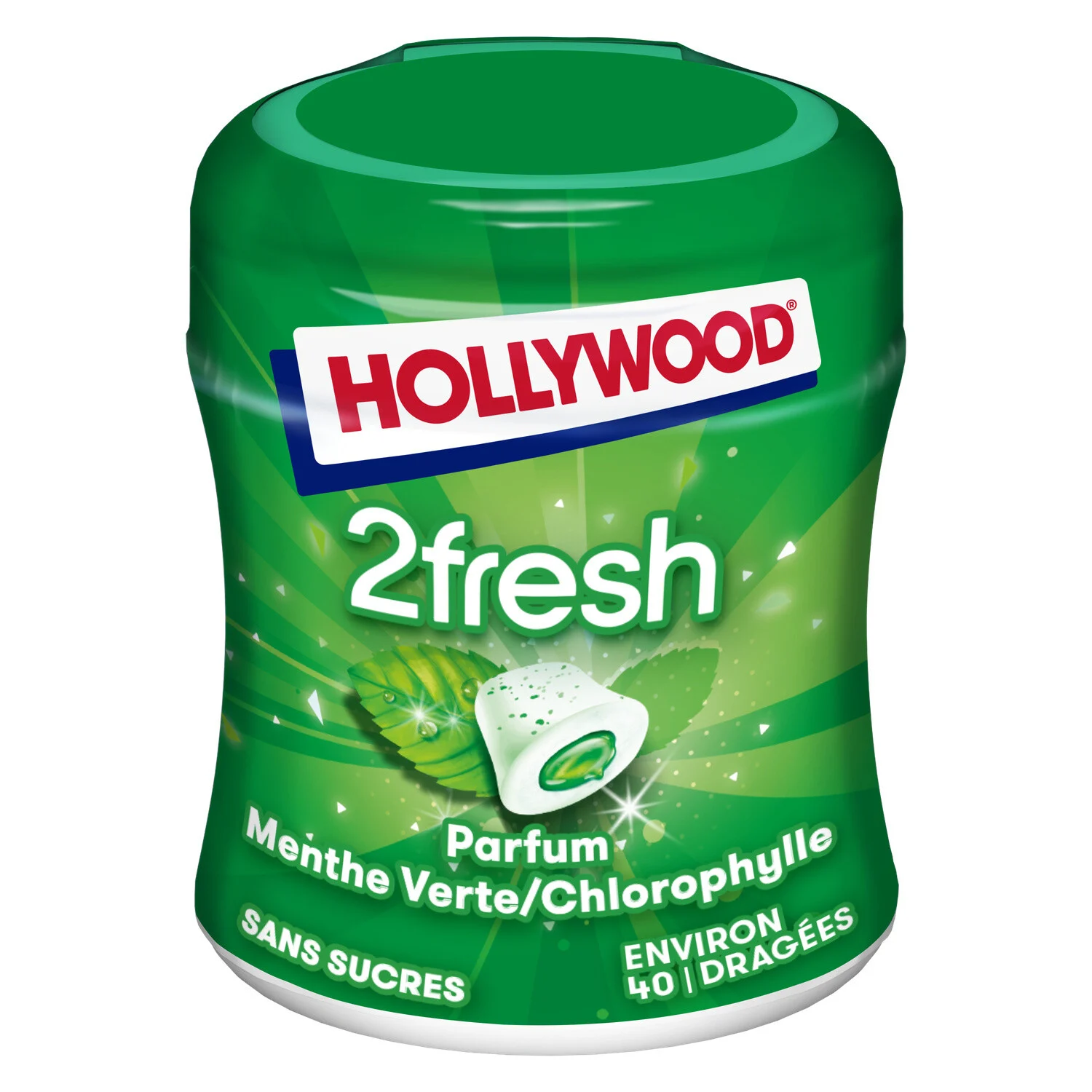 Chewing-gum à La Menthe Verte Sans Sucres 2fresh 88g - Hollywood