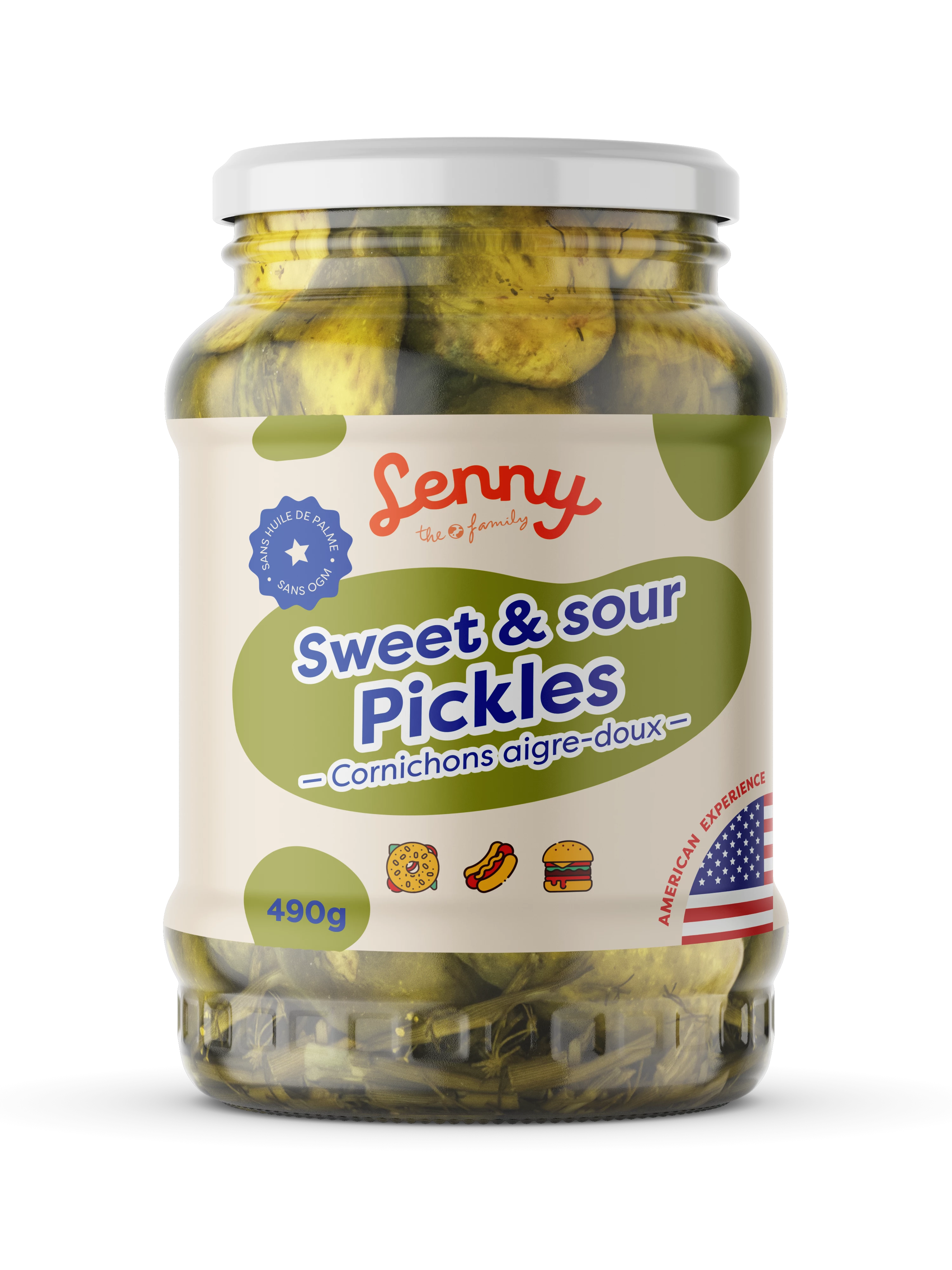 Sweet and sour pickles, 6x490g - LENNY
