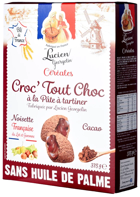 Croc'tout ChocChocolate Cushion Filled with Lot & Garonne Hazelnut Spread and Cocoa 375g - LUCIEN GEORGELIN