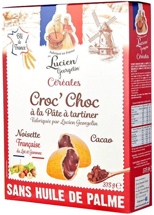 Croc'chocĐệm màu vàng chứa đầy bột
Hạt phỉ và cacao Lot & Garonne 375g - LUCIEN GEORGELIN