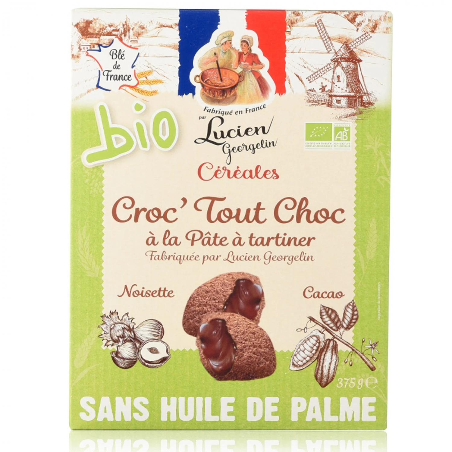 Croc Tout Choc Biologisch chocoladekussen gevuld met biologische hazelnoot- en cacaopasta 375g - LUCIEN GEORGELIN