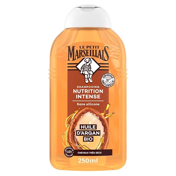 Shampoing Nutrition Intense, Cheveux Très Secs, Huile D'argan Bio 250ml- Le Petit Marseillais
