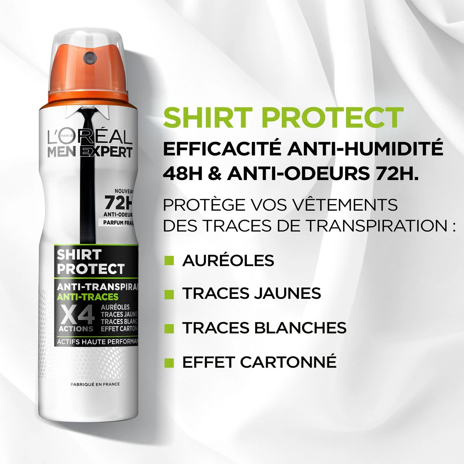 Déodorant Men Expert Spray Anti-Traces Shirt Protect, 150ml - L'ORÉAL