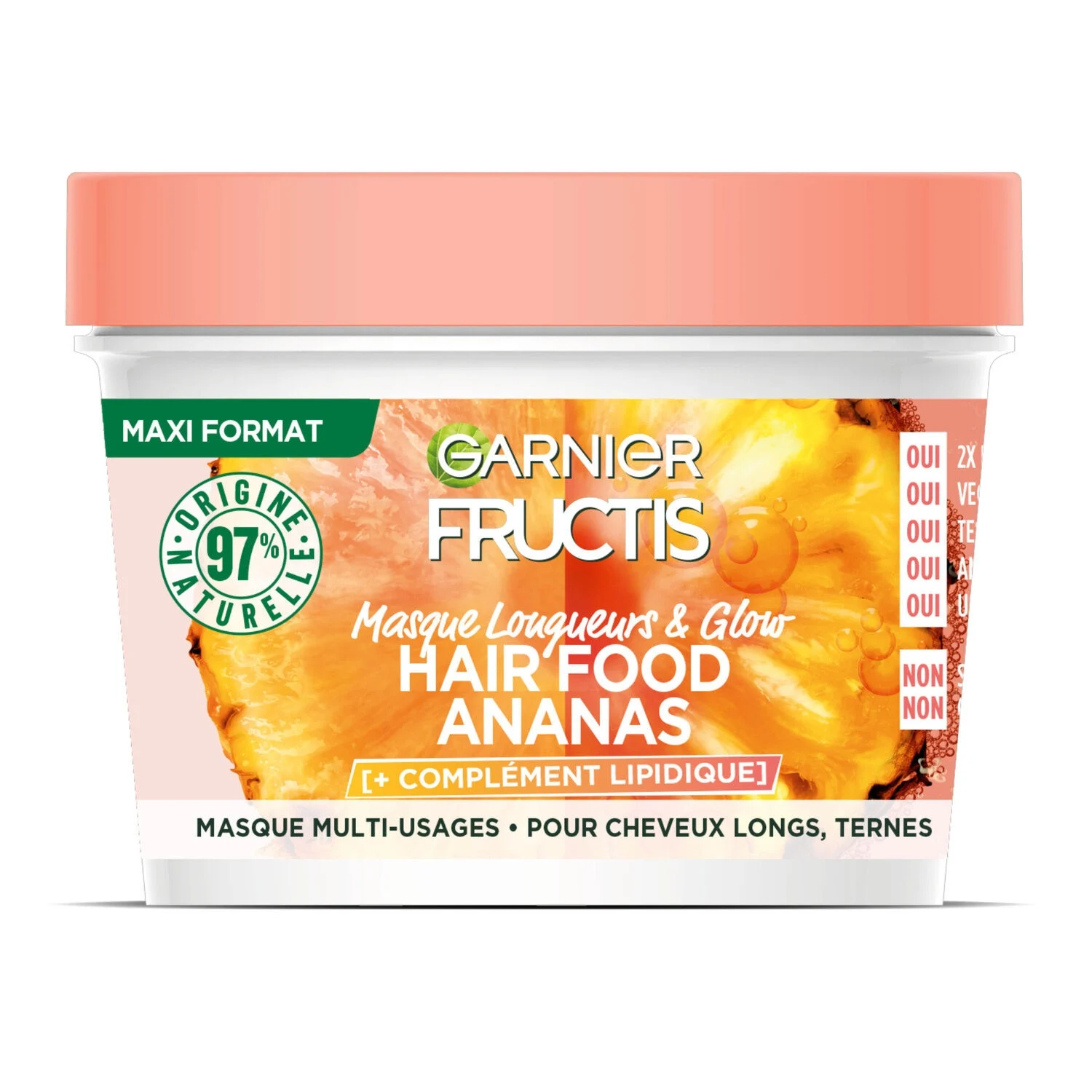 Masque Capillaire Longueurs et Glow Multi-Usages Hair Food Ananas Fructis, 400ml - GARNIER